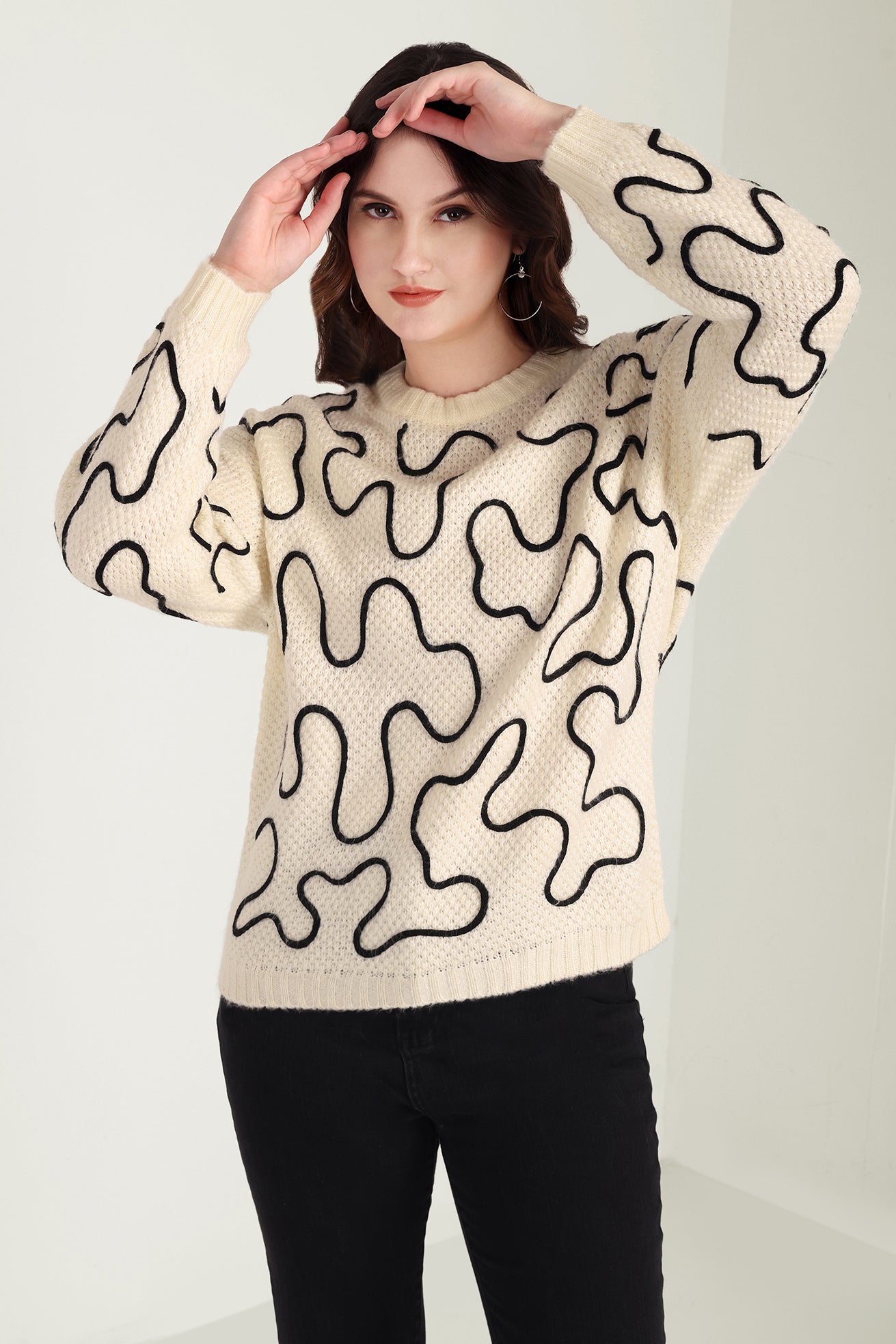 Twist of West Knitted Sweater in Canyon White