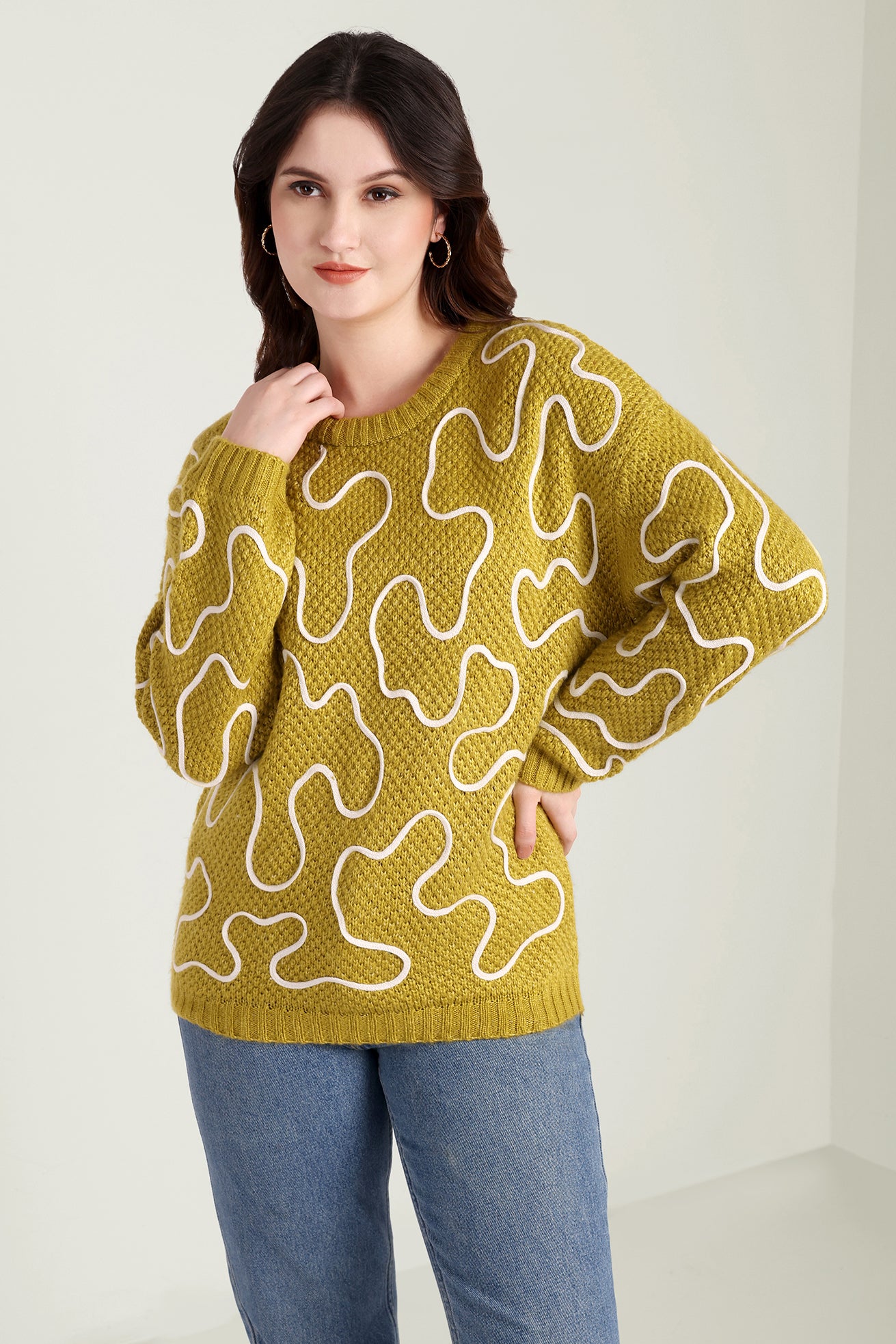 Twist of West Knitted Sweater in Yellow