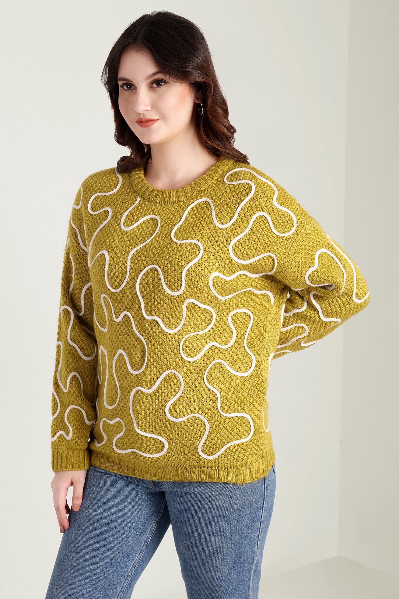 Twist of West Knitted Sweater in Yellow