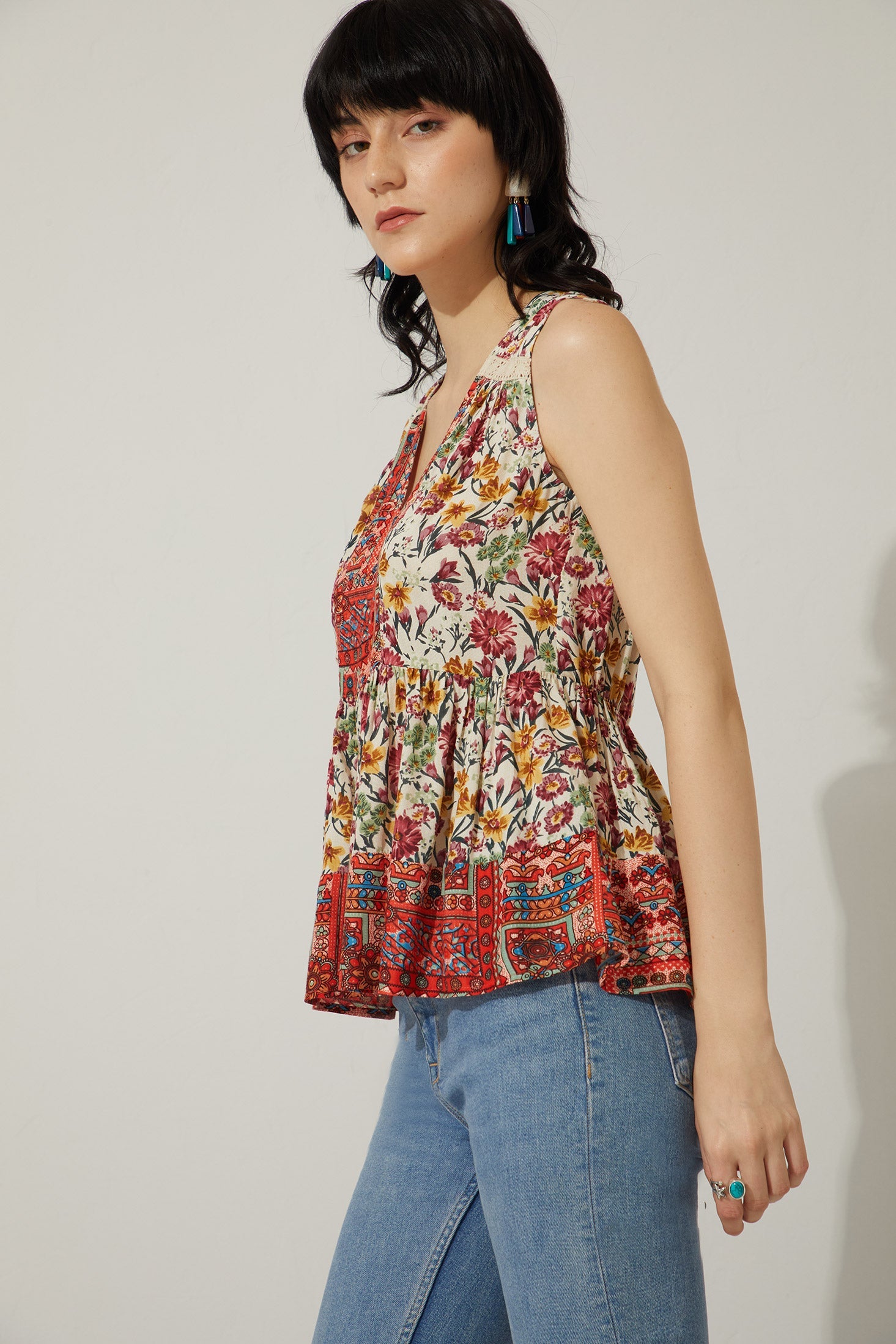 Bohera My Flower Sleeveless Peplum Top