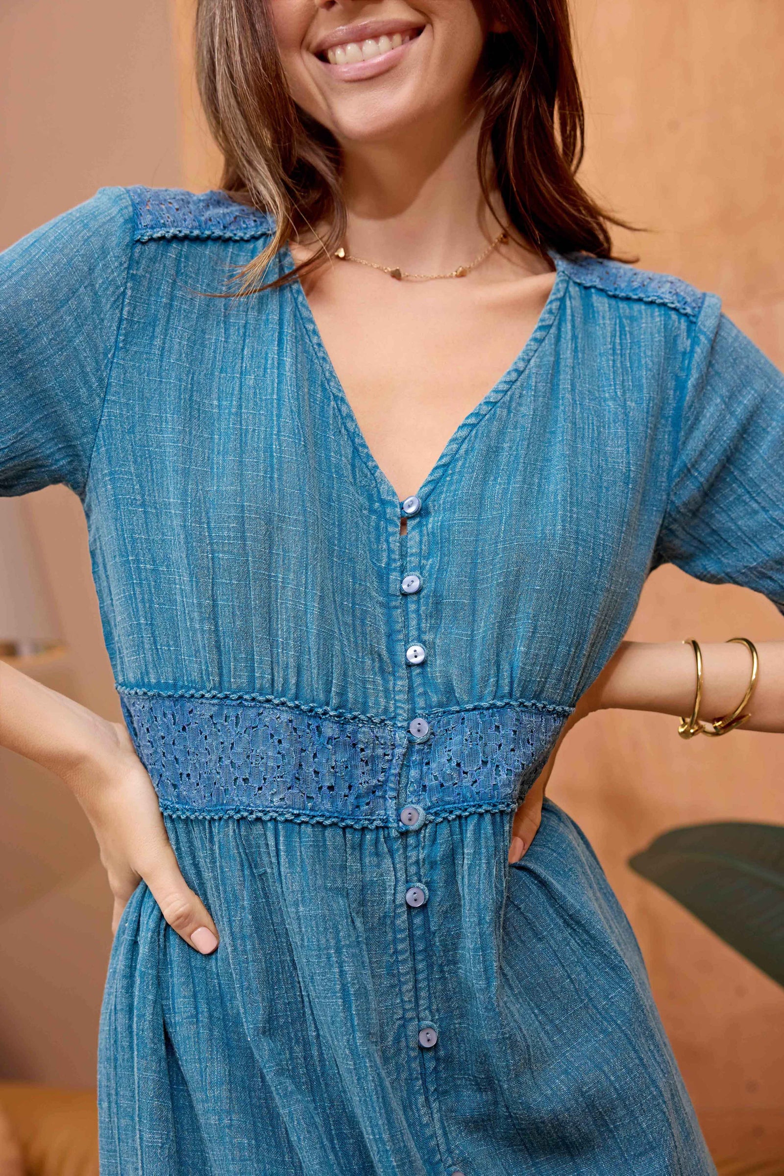 Bohera Jenny Lore Blue Washed Effect Dress