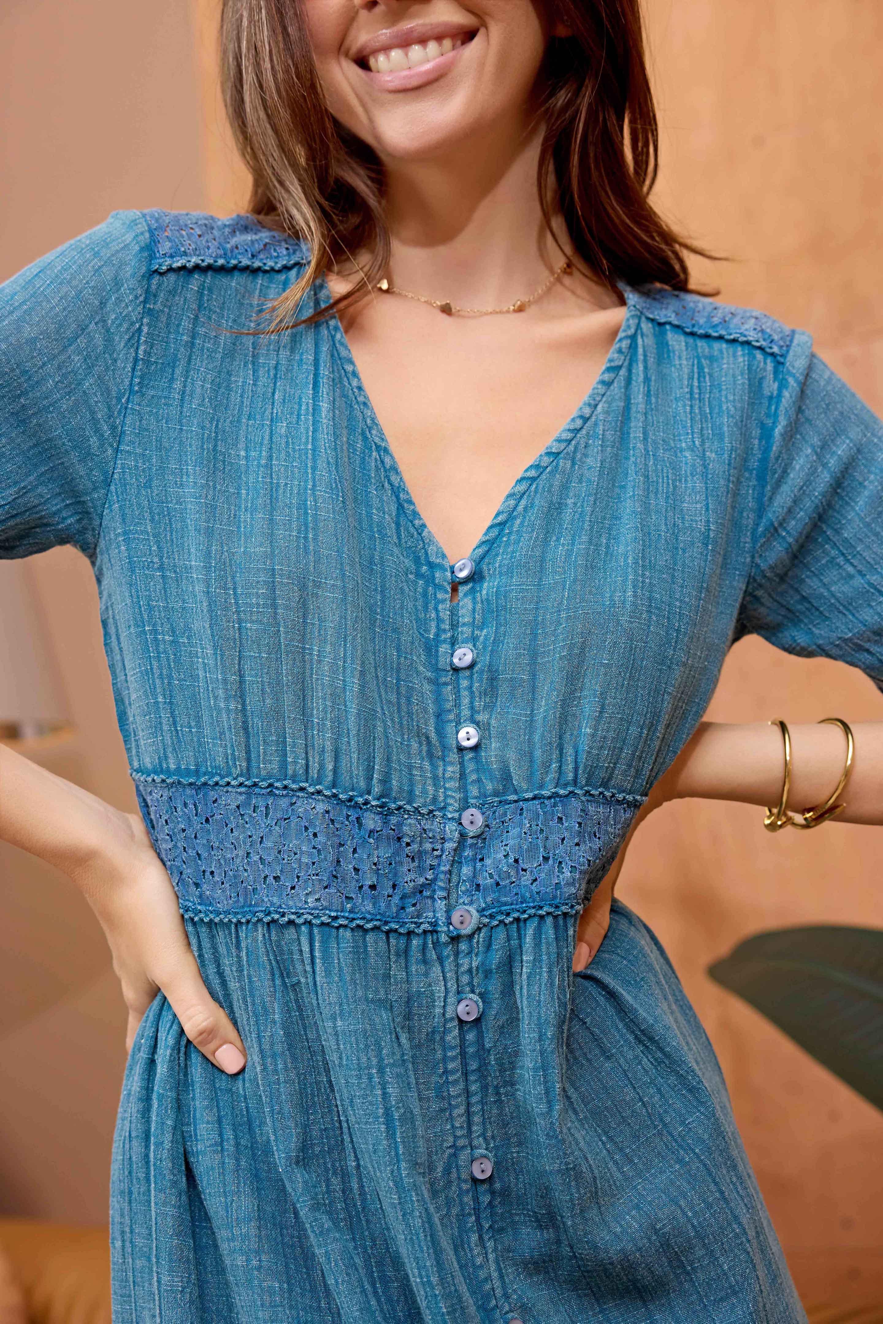 Bohera Jenny Lore Blue Washed Effect Dress