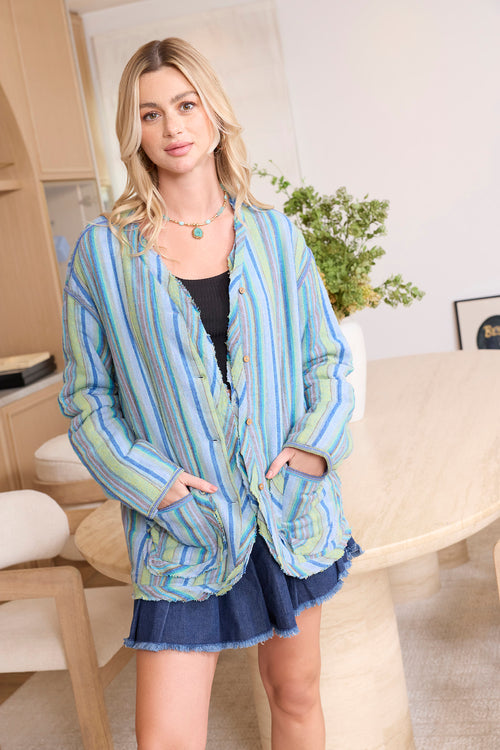 Earlene Striped Button Top