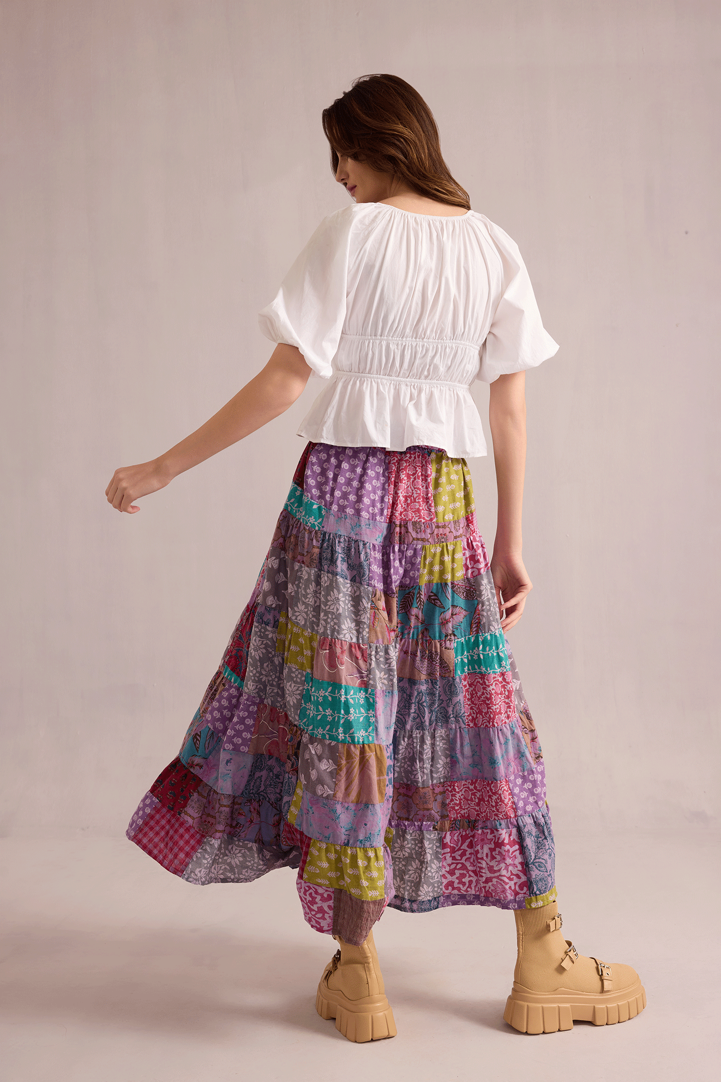 Love's Patchwork Skirt In Multicolor