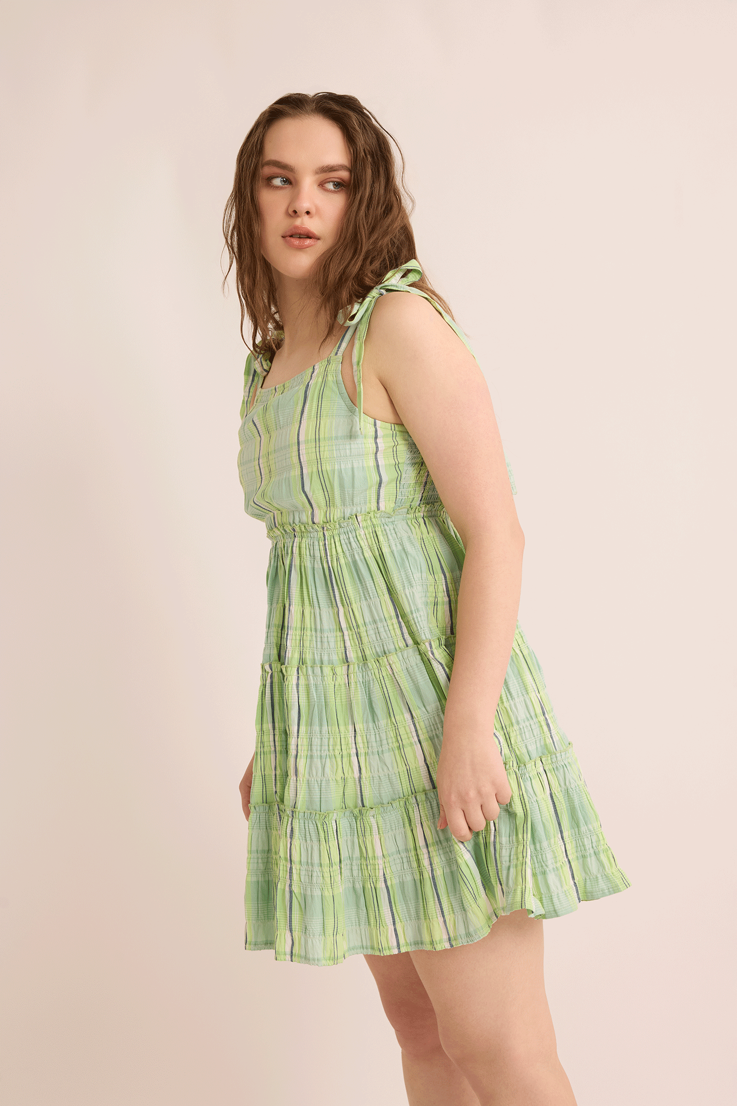 Madison's Spring A-Line Dress In Green