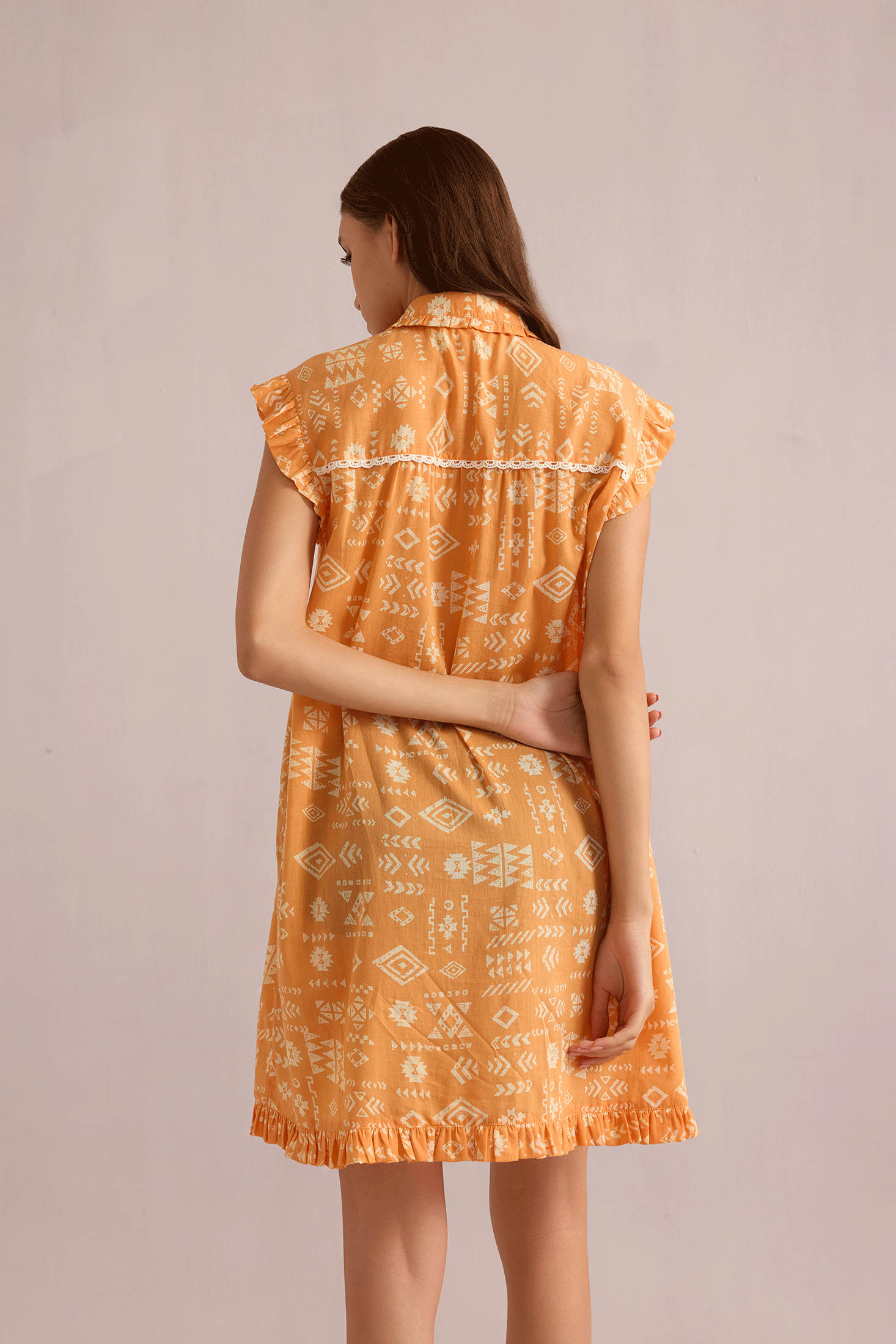 Kimberly Geometric Dress In Orange