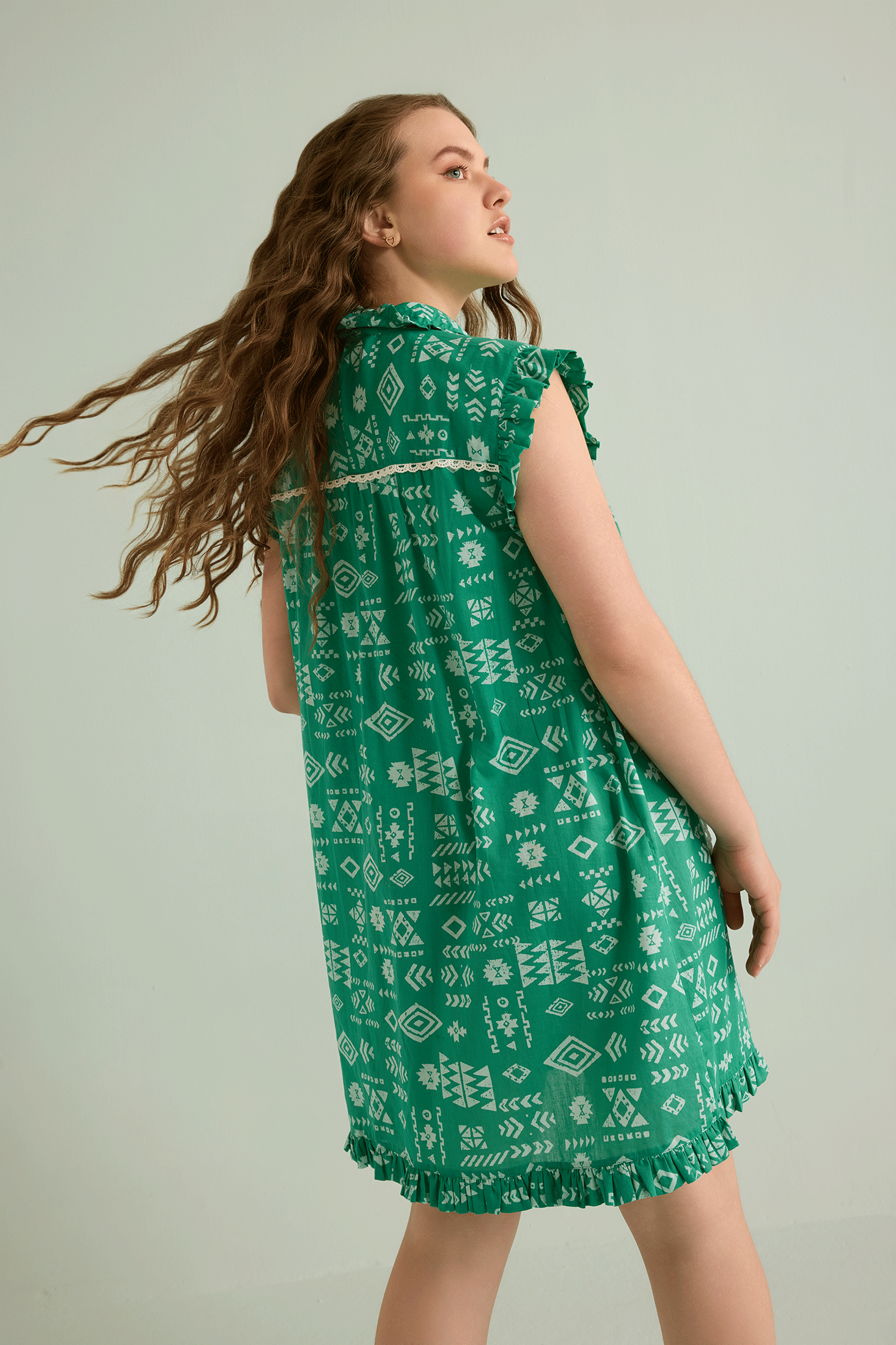 Kimberly Geometric Dress In Green