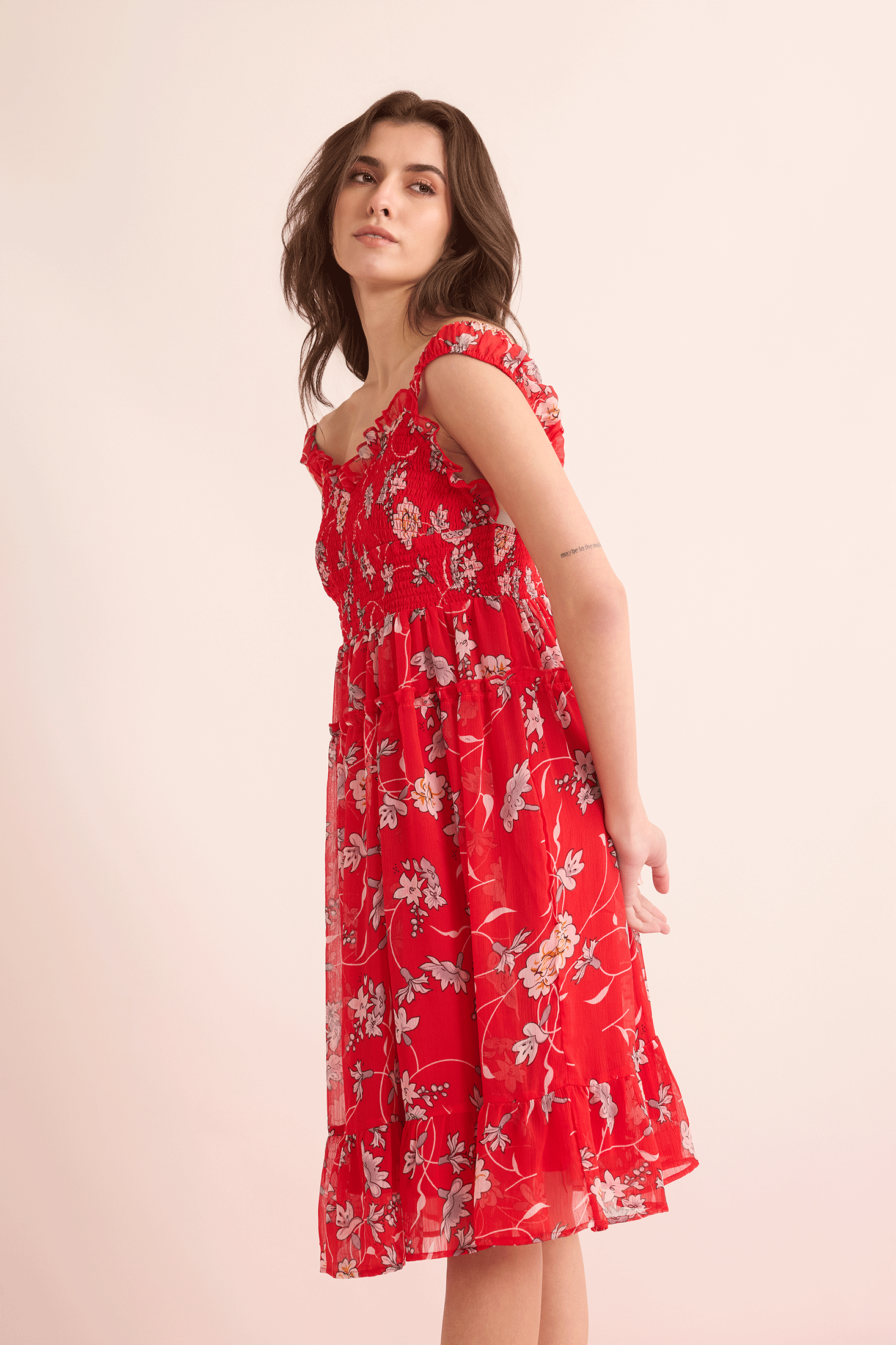 Rosalee's Meadow Dress In Red