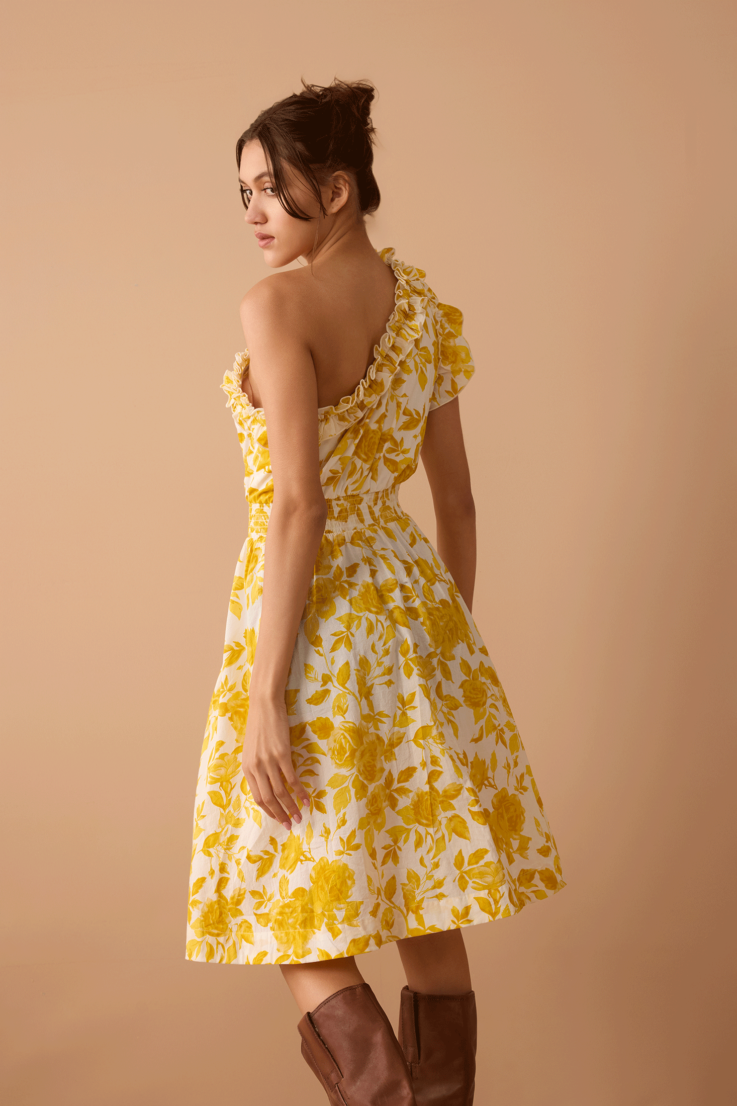 Jasmine Smile Assymetrical Dress In Yellow