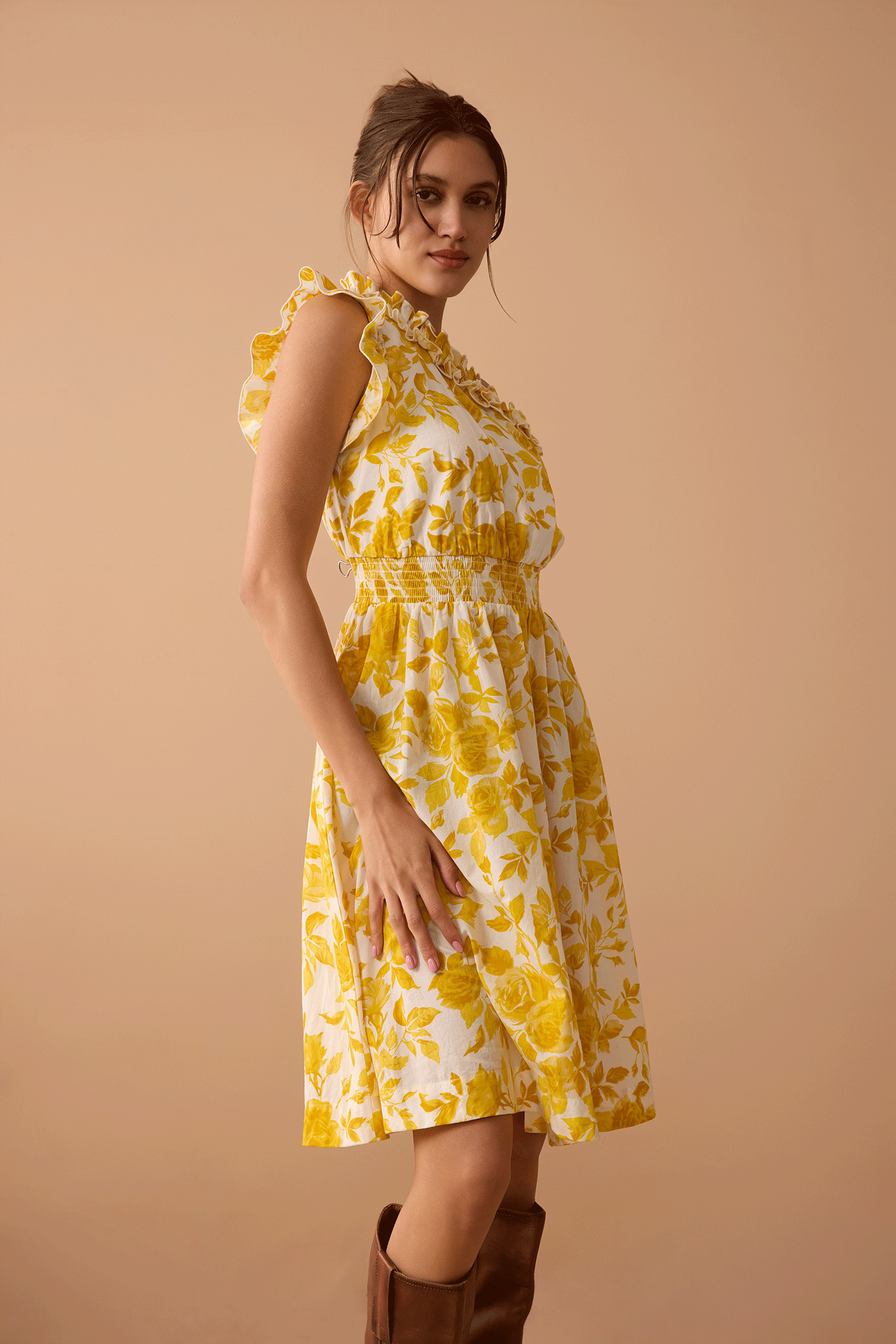 Jasmine Smile Assymetrical Dress In Yellow