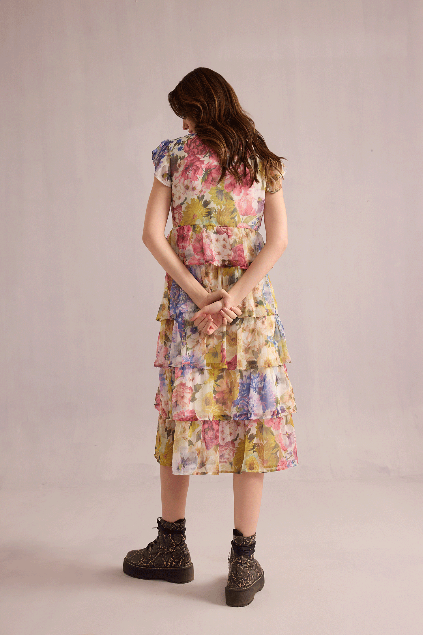 Rachel Floral Peplum-Style Dress In Multi Color