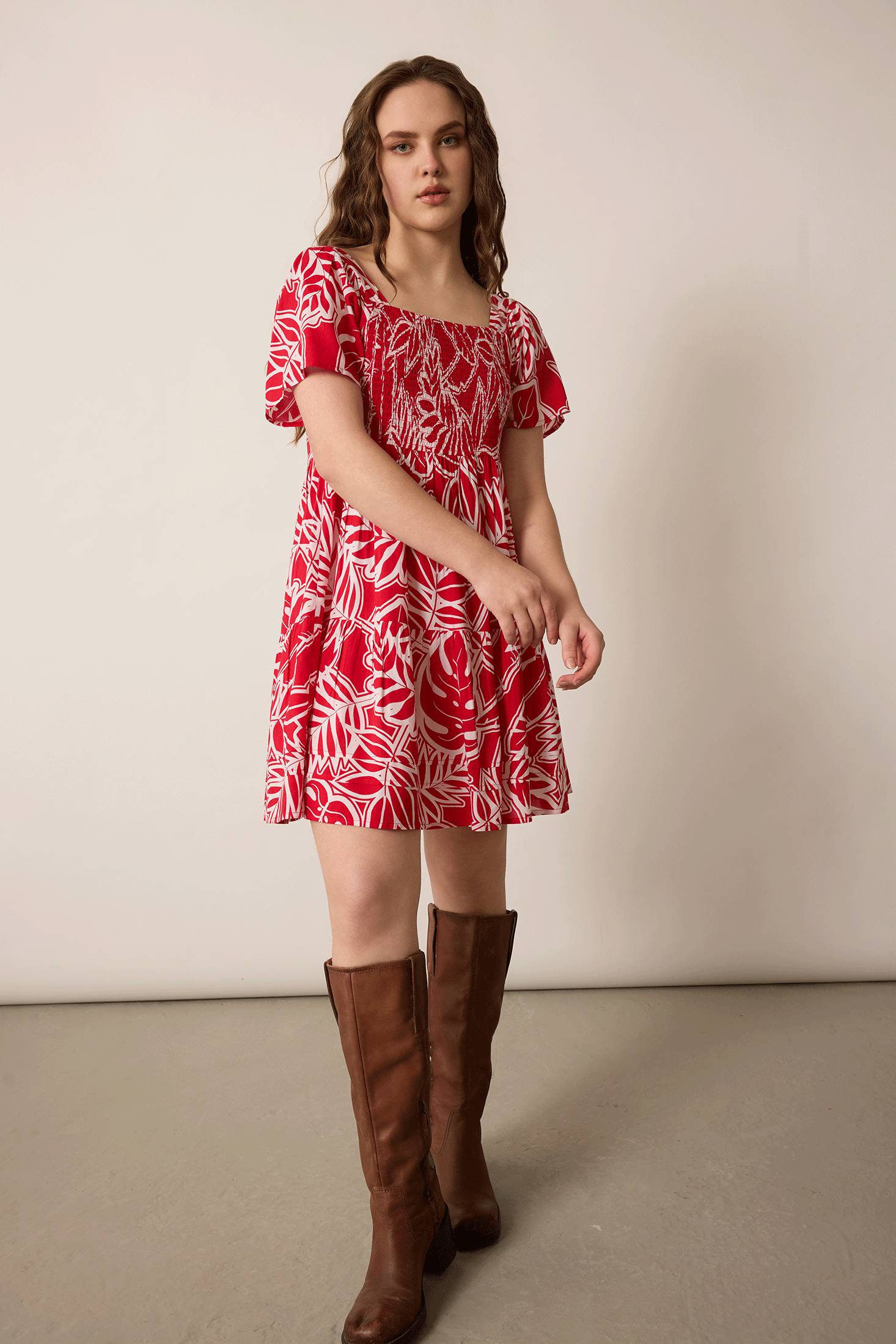 Lily's Cove Empire Waist Dress In Red