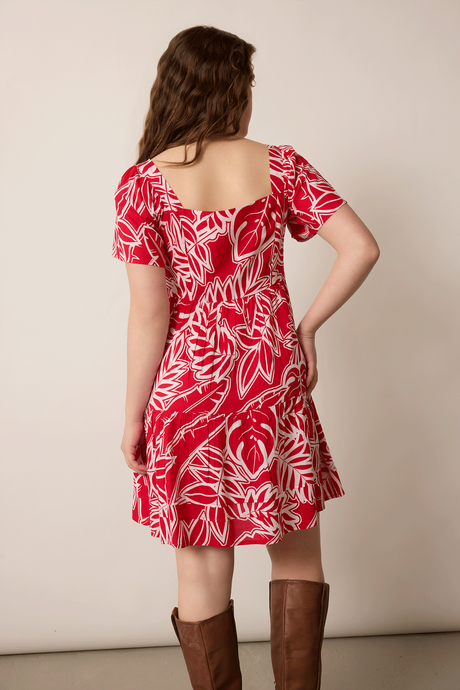 Lily's Cove Empire Waist Dress In Red