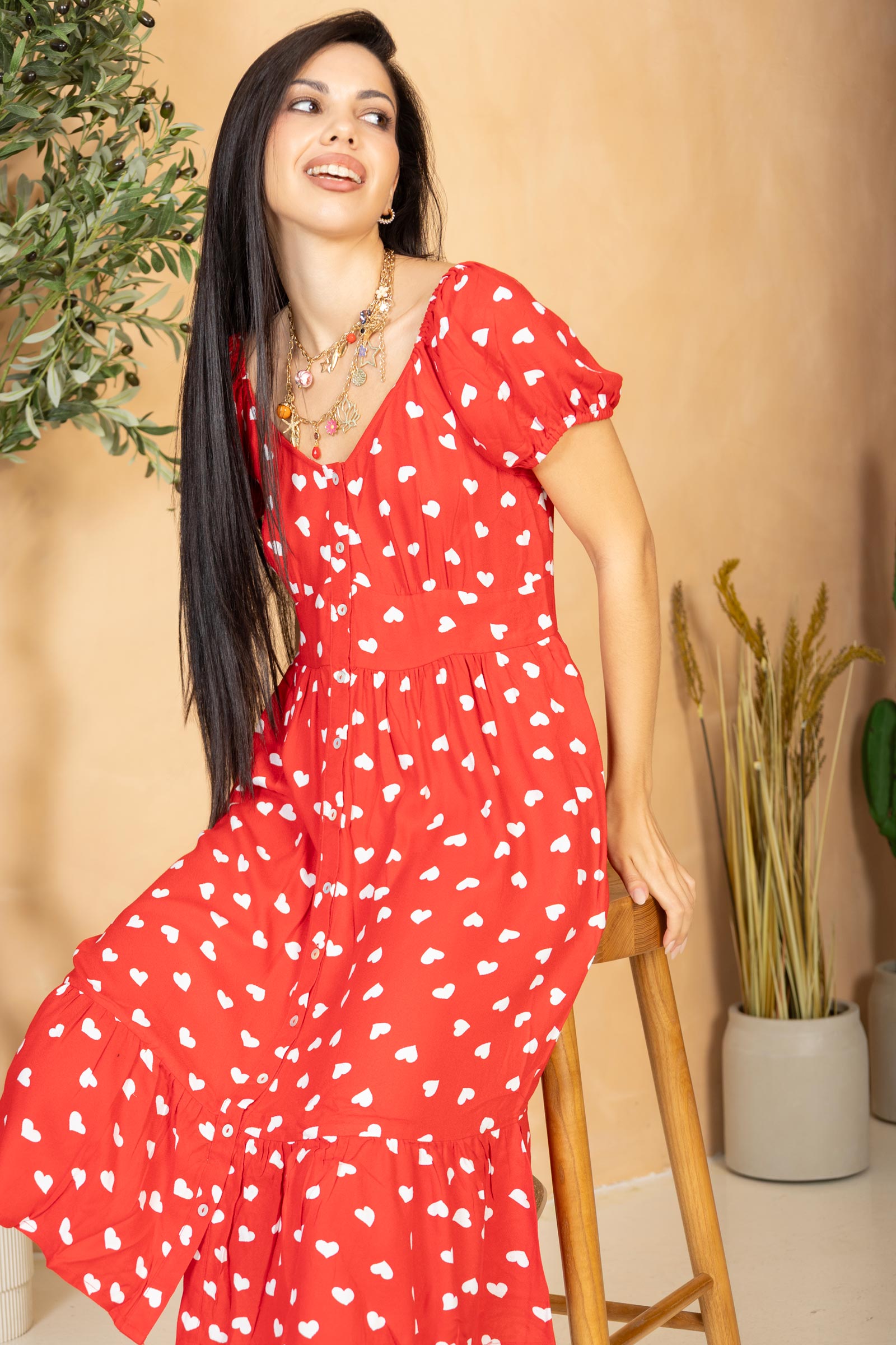 Heart of My Heart A-Line Dress In Red