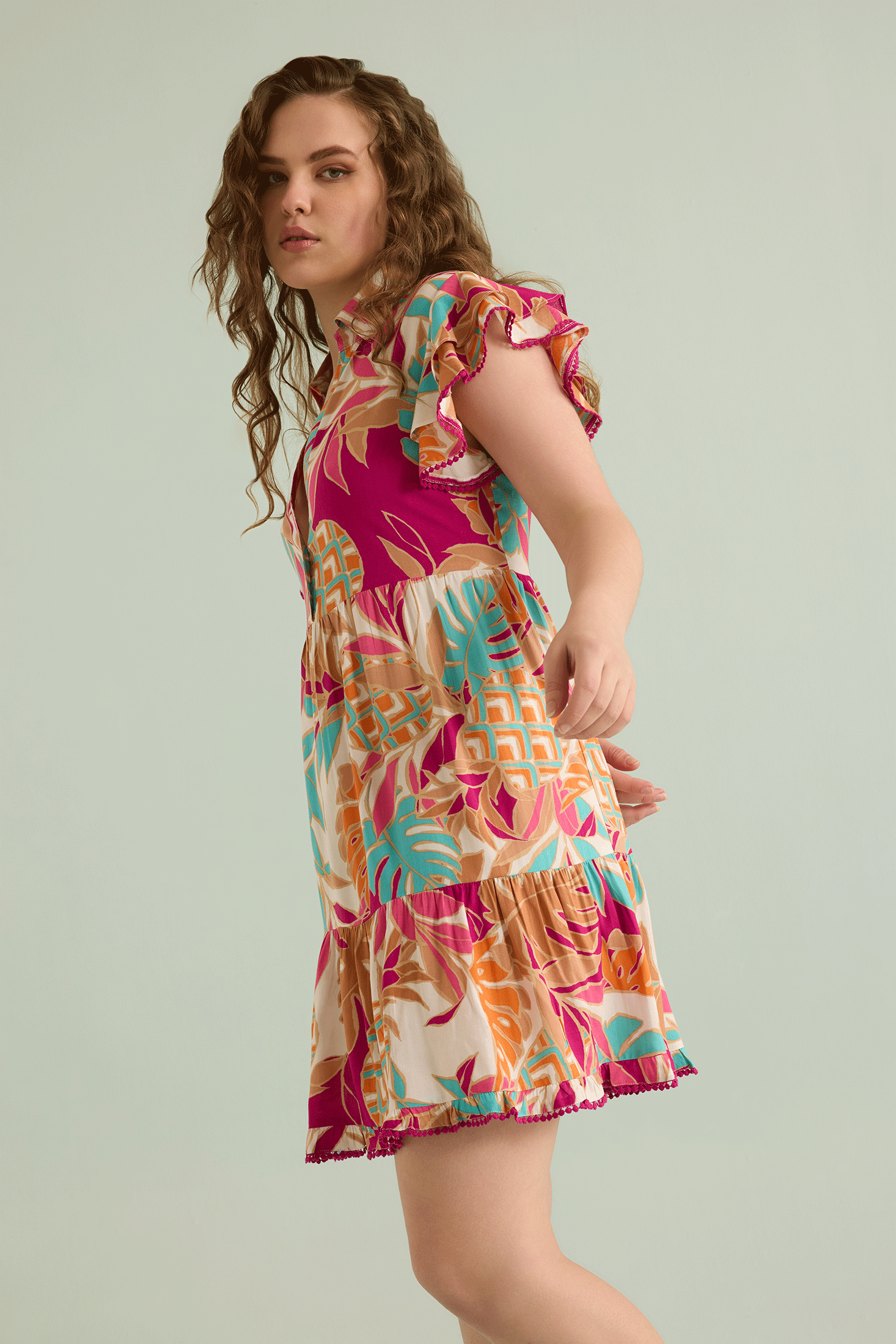 Paradise Found Shirt Dress In Multicolor