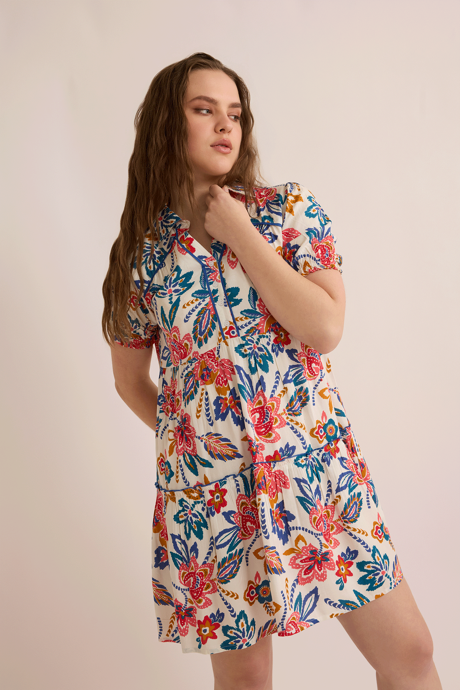 Alexa Floral Shirt Dress In Multicolor