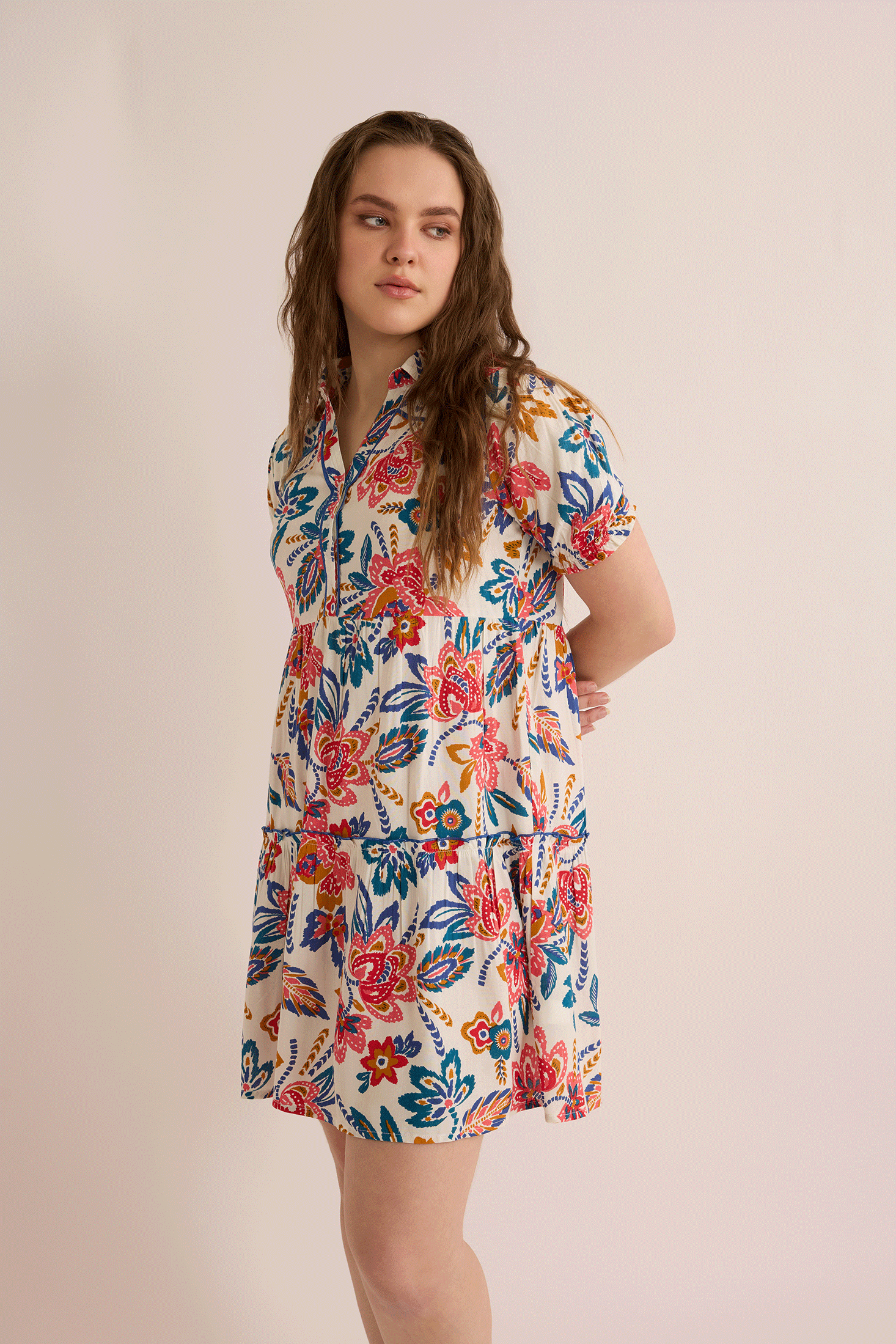 Alexa Floral Shirt Dress In Multicolor