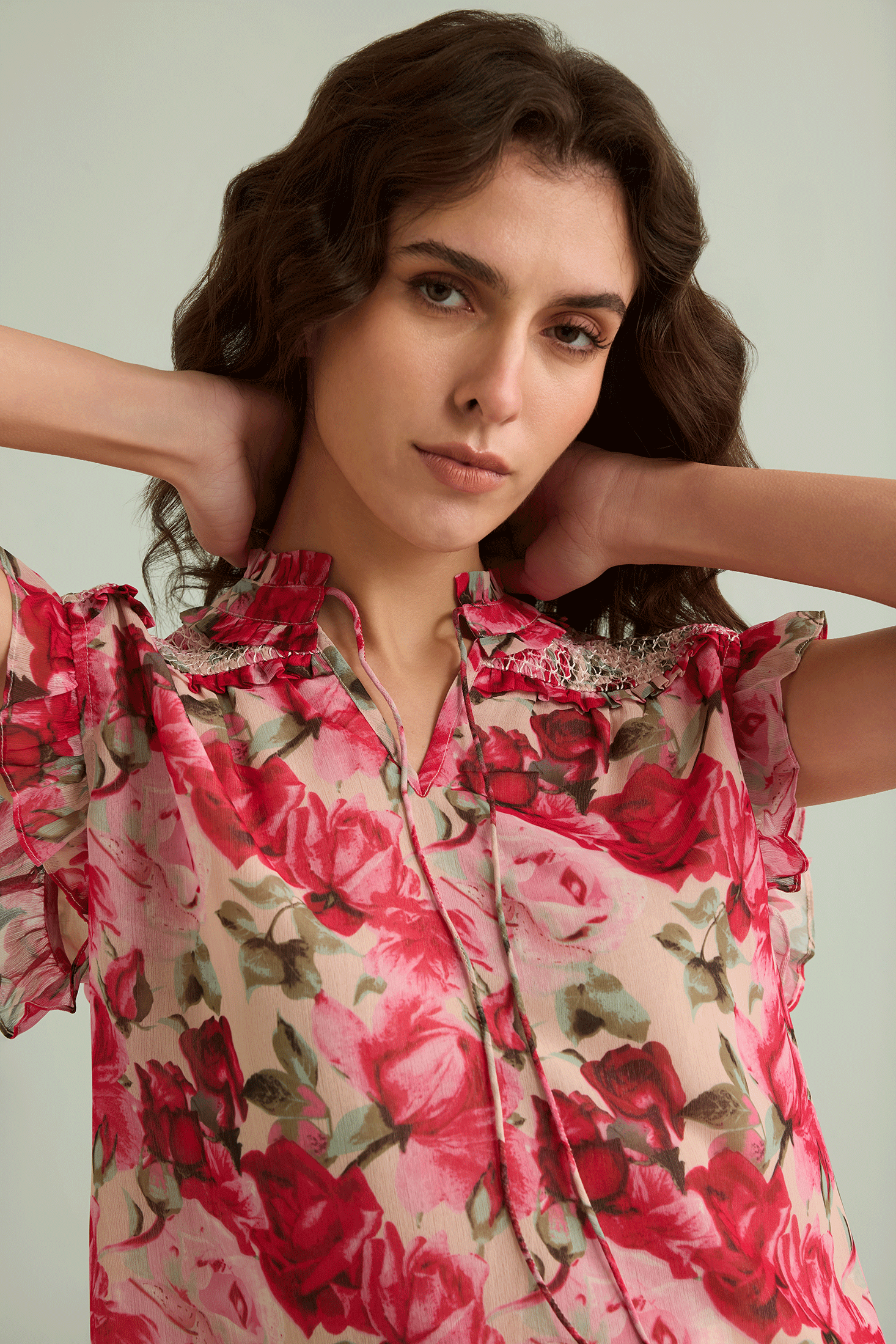 Trinity Rose Floral Top In Pink