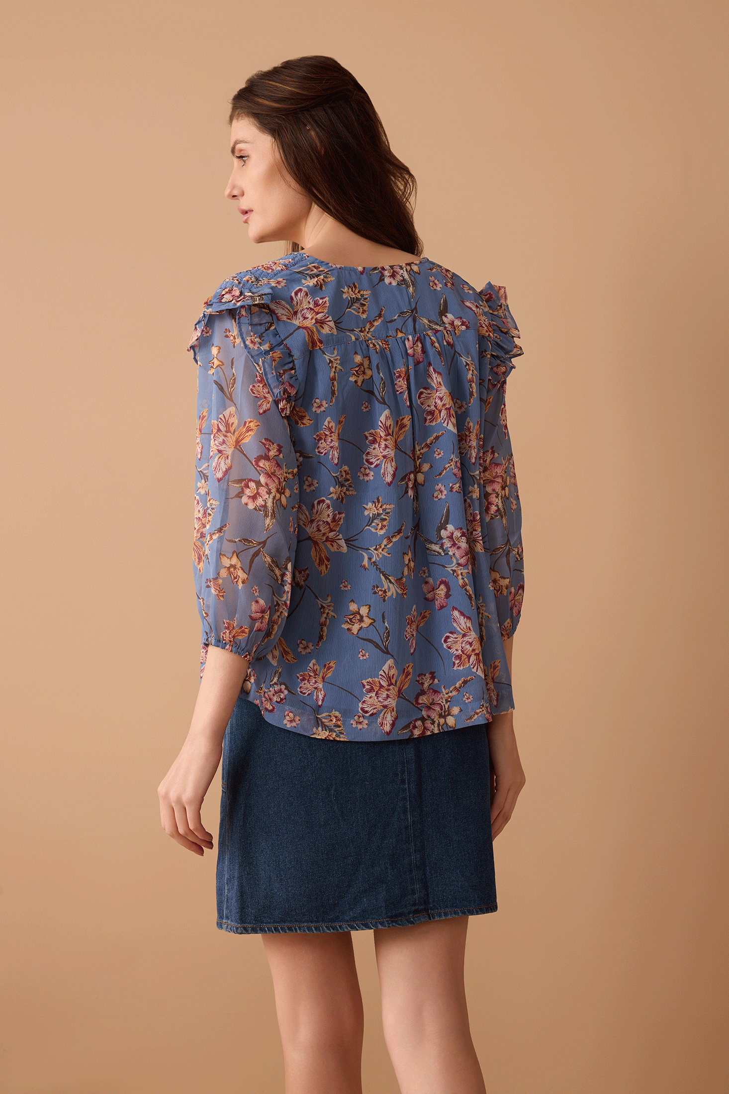 Amanda's Heart Floral Top  In Blue