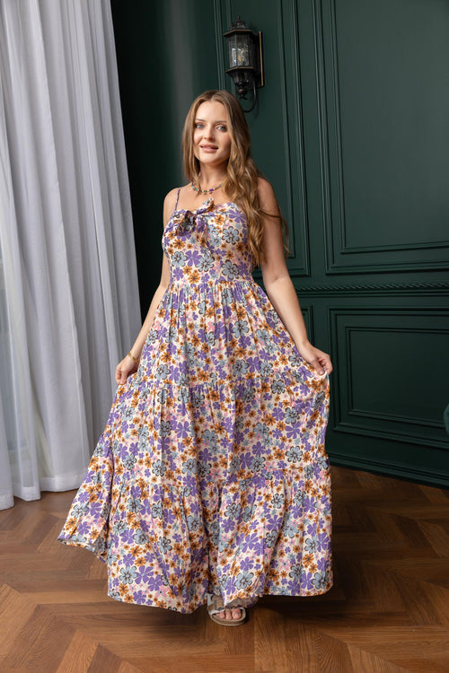 Jocelyn Joy Floral Dress In Purple