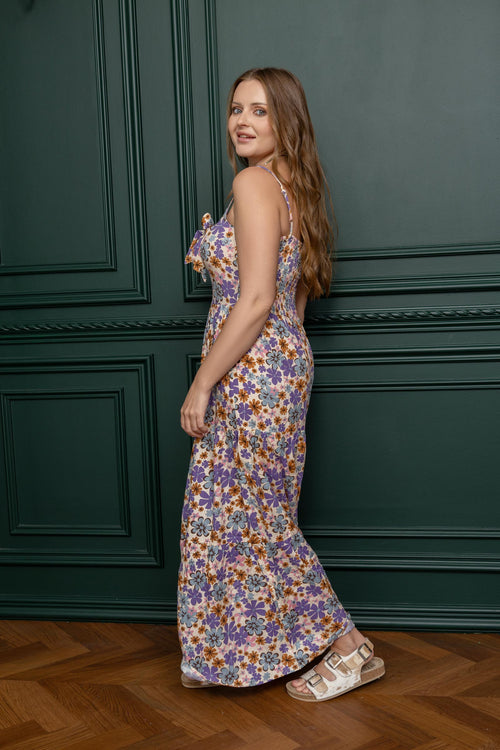 Jocelyn Joy Floral Dress In Purple