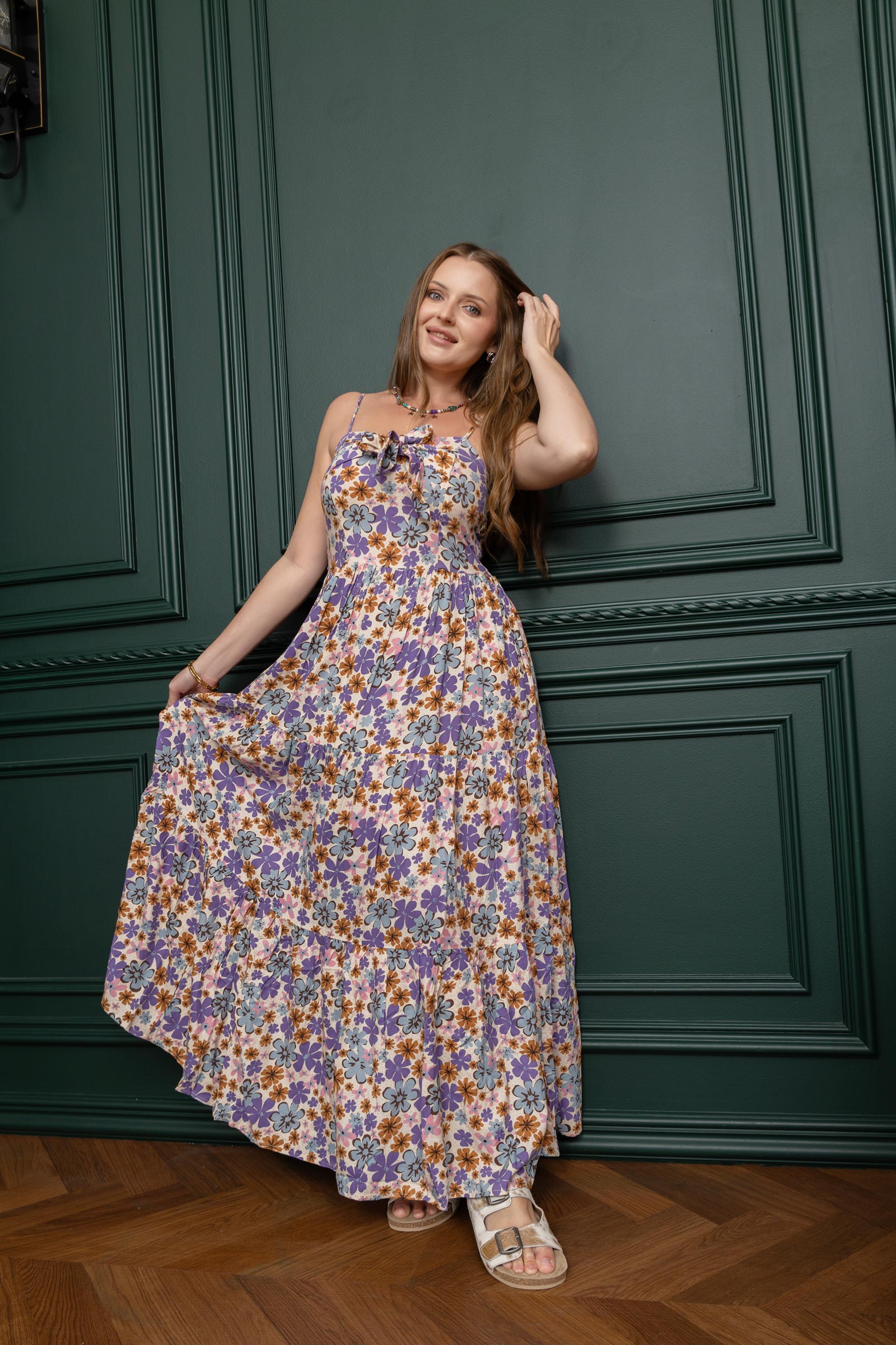 Jocelyn Joy Floral Dress In Purple