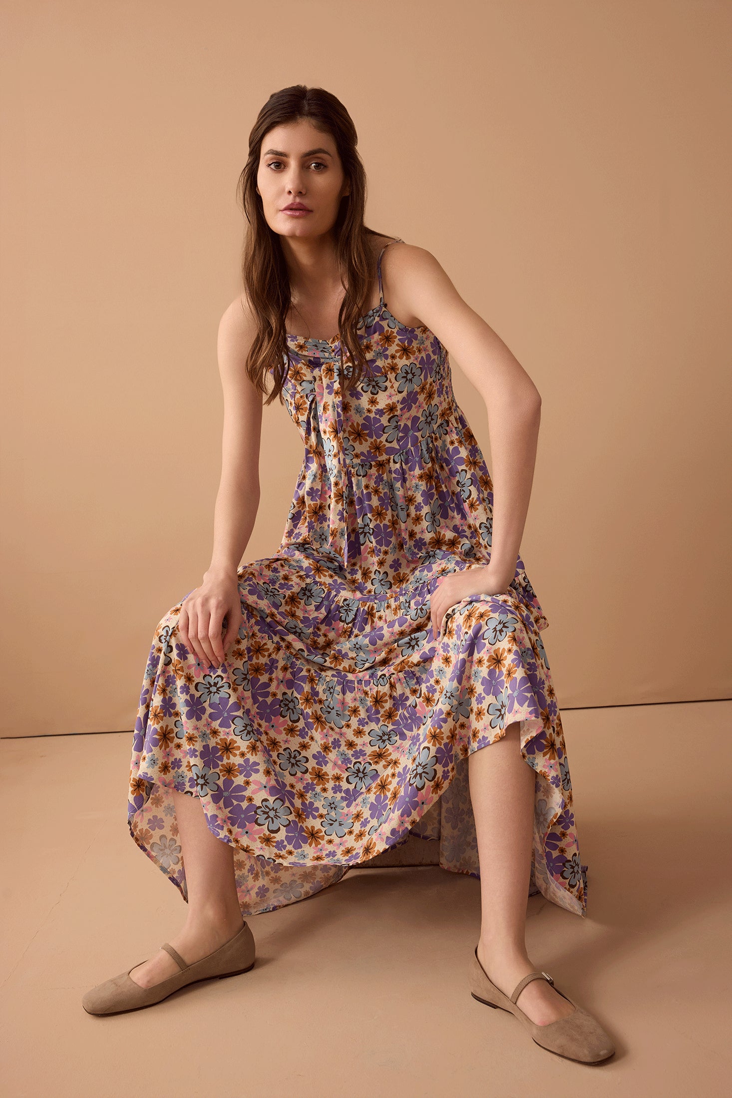 Jocelyn Joy Floral Dress In Purple