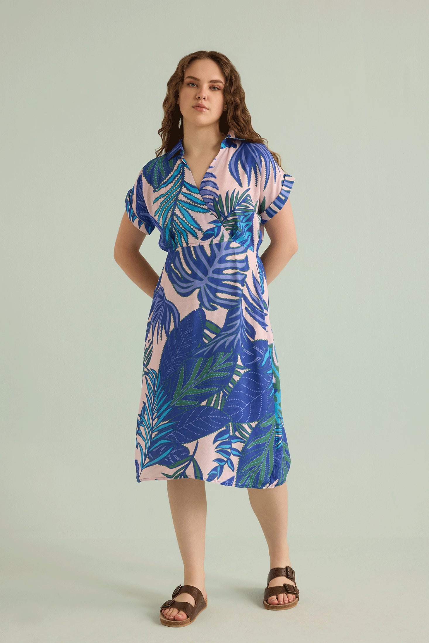 Island Breeze Shirt Dress In Blue