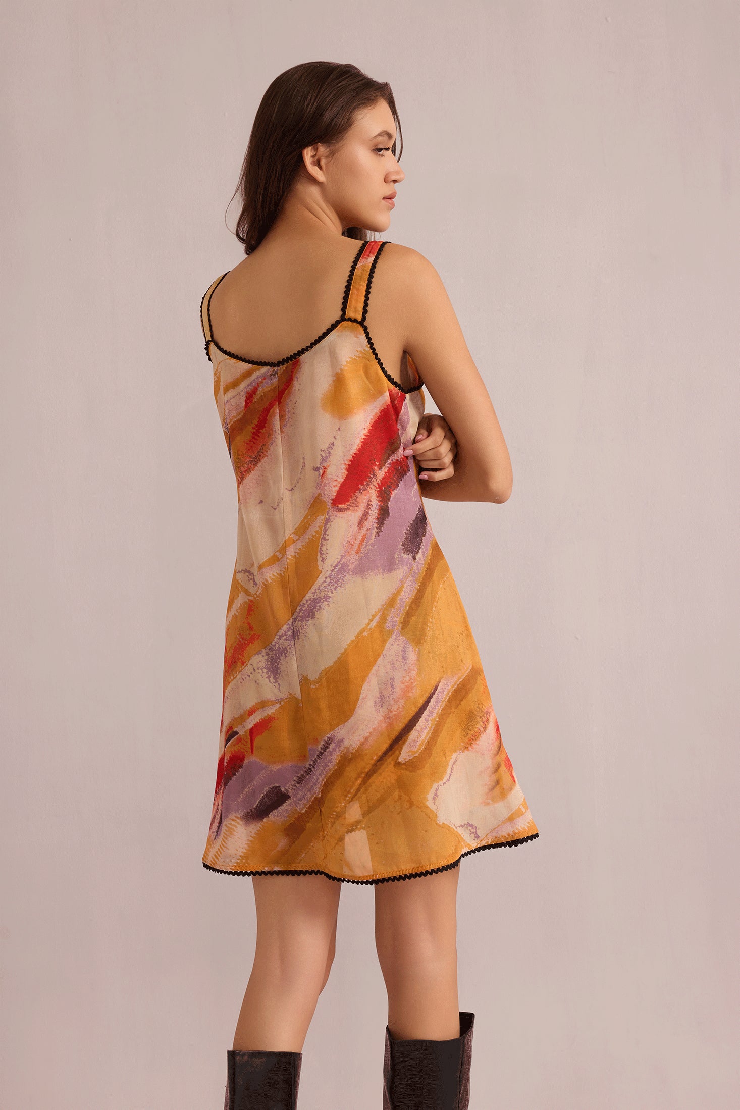 Sky Streamer A-Line Dress In Mustard