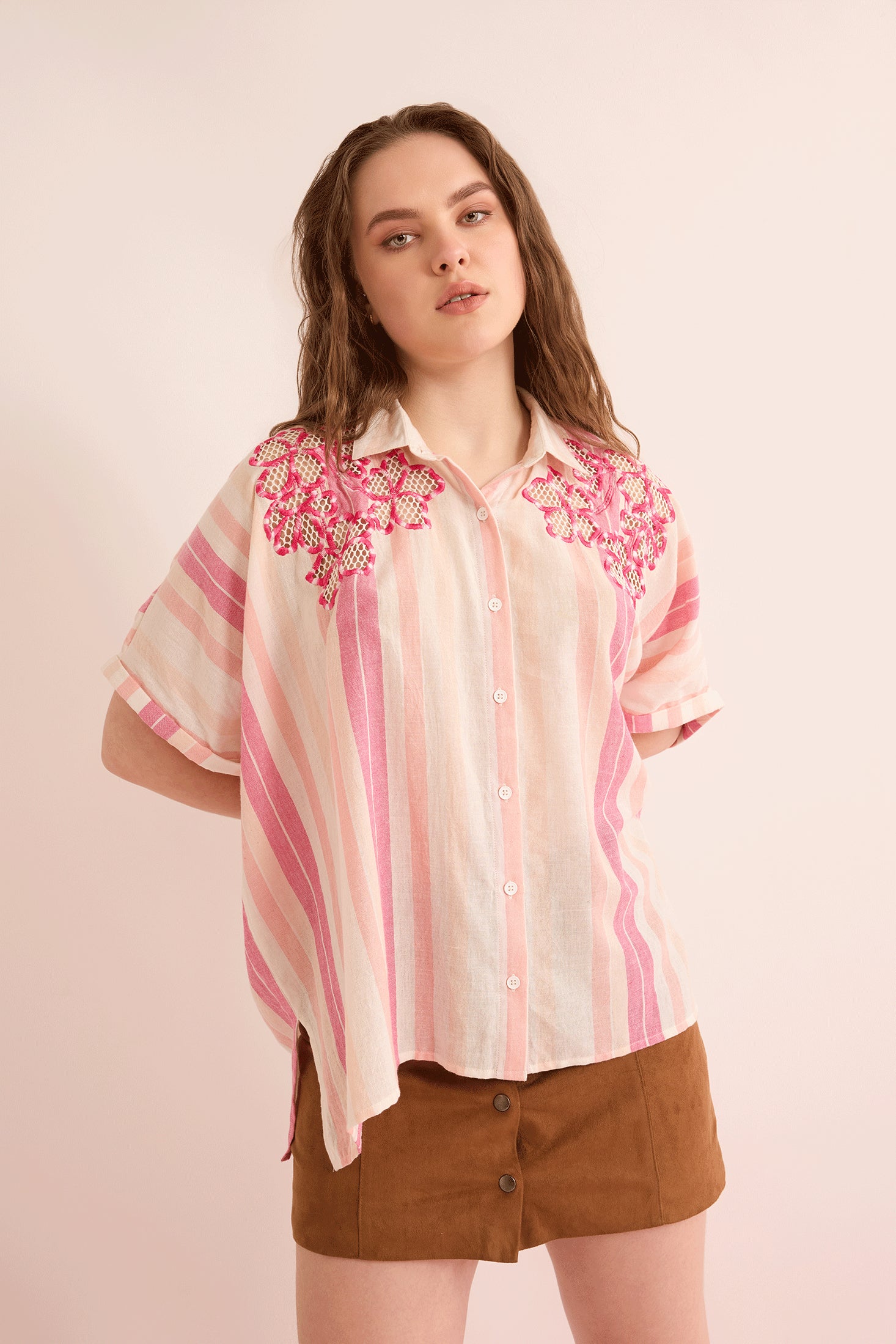 Paloma Embroidered Top In Light Pink