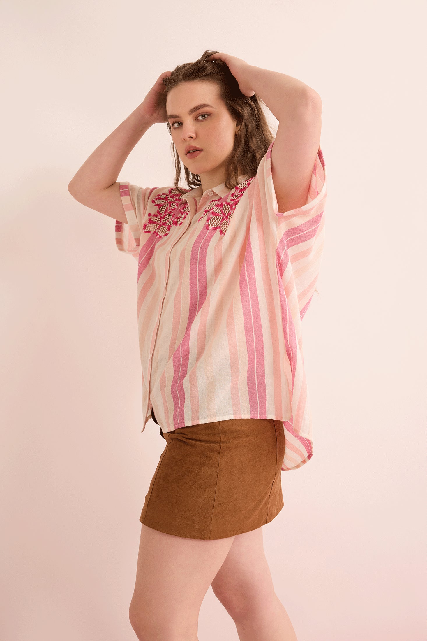 Paloma Embroidered Top In Light Pink