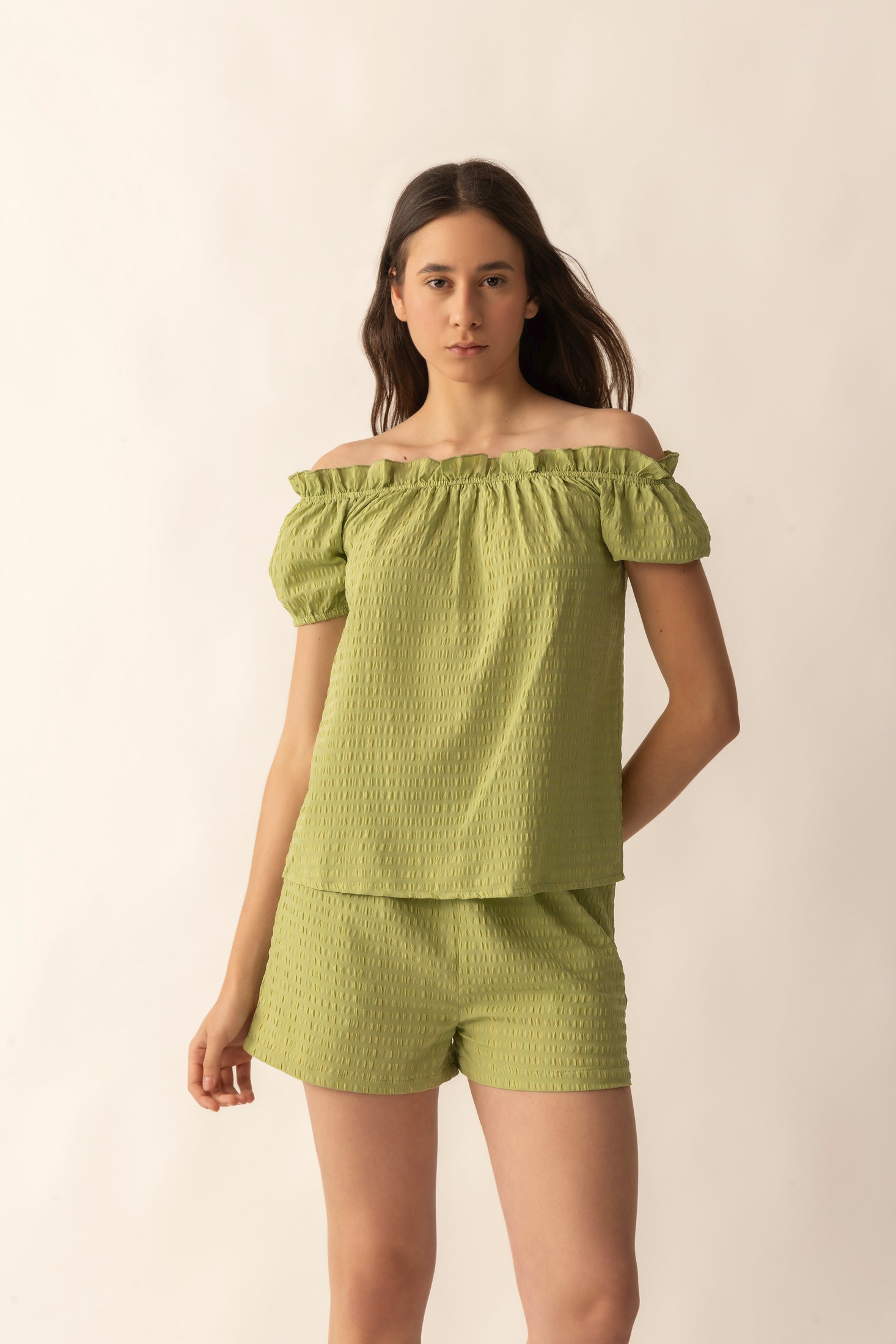 Catherine Drop Shorts In Green