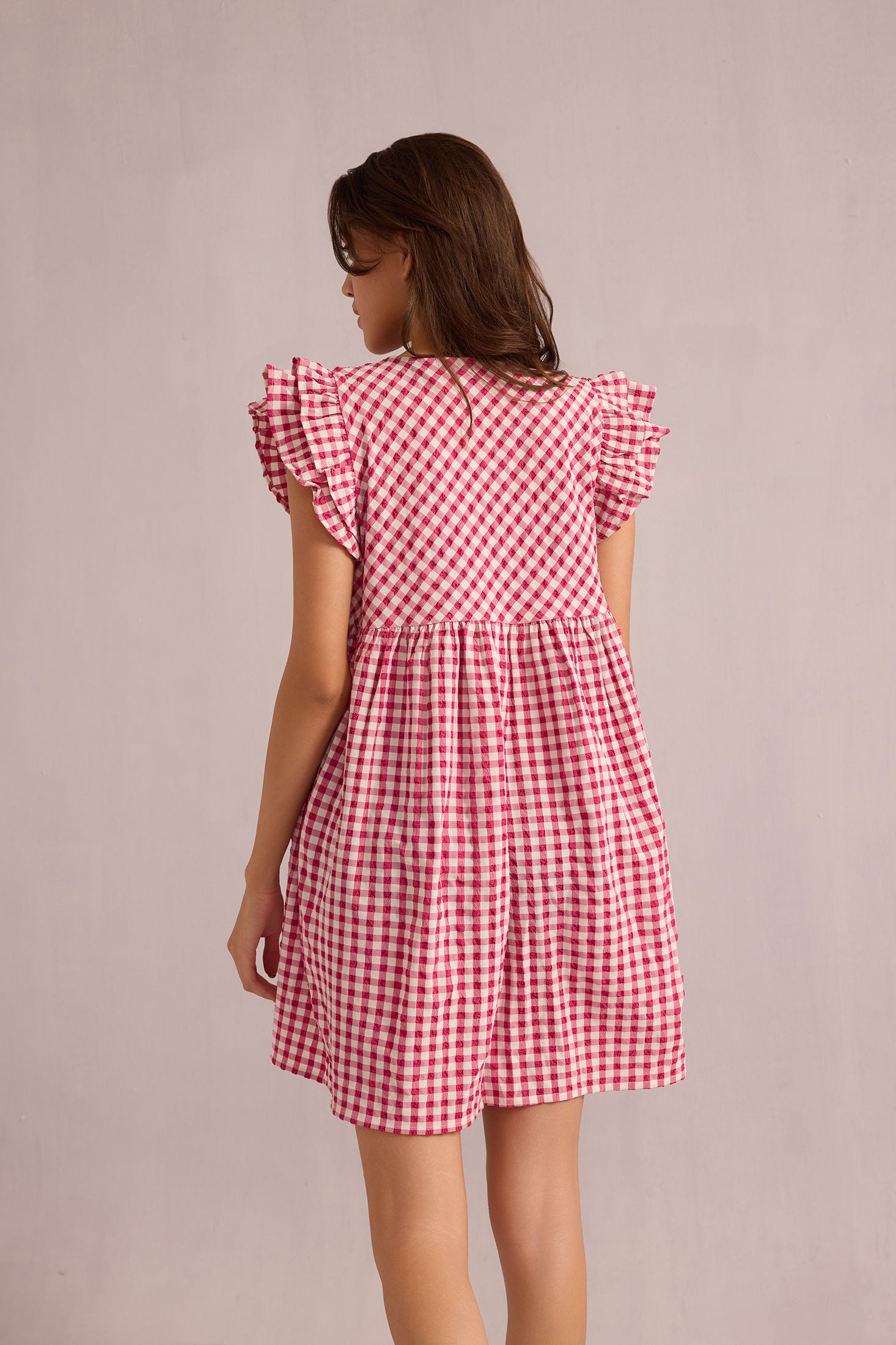 Sophie Checkered Print Dress In Red