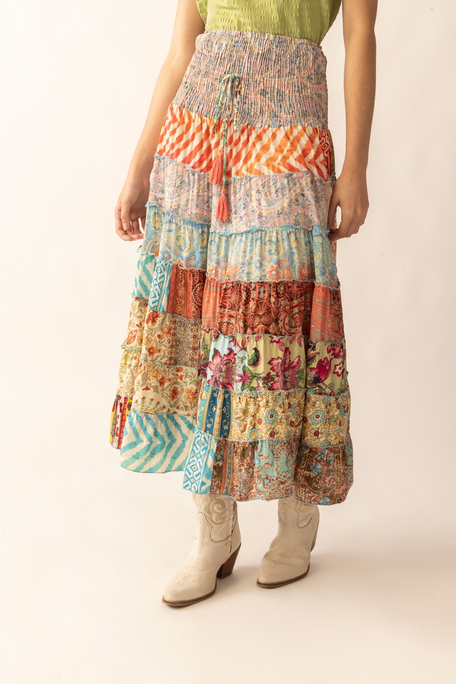 Cassandra Patchwork Skirts in Multicolor