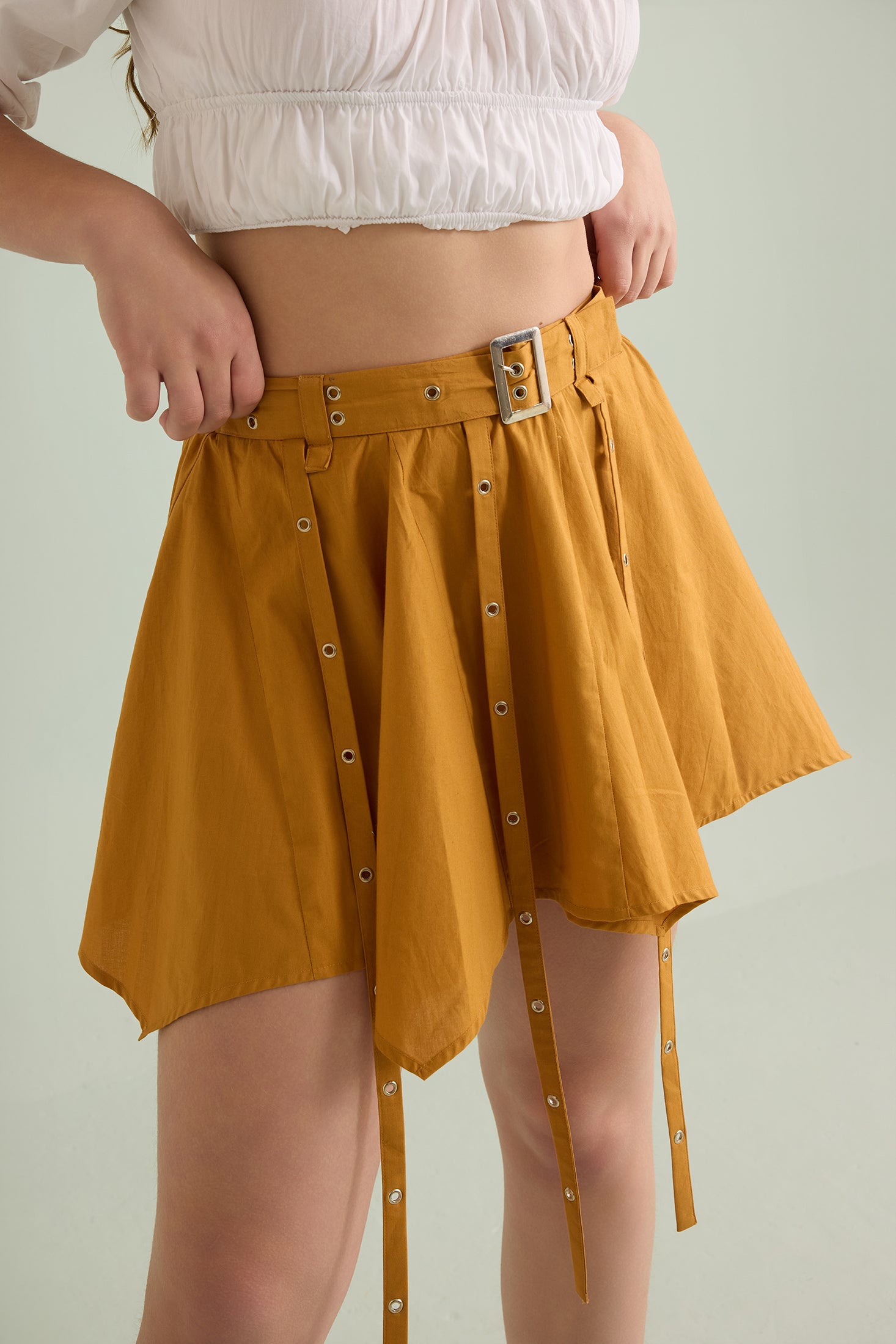 Marlee Patty Accented Skirt In Mustard