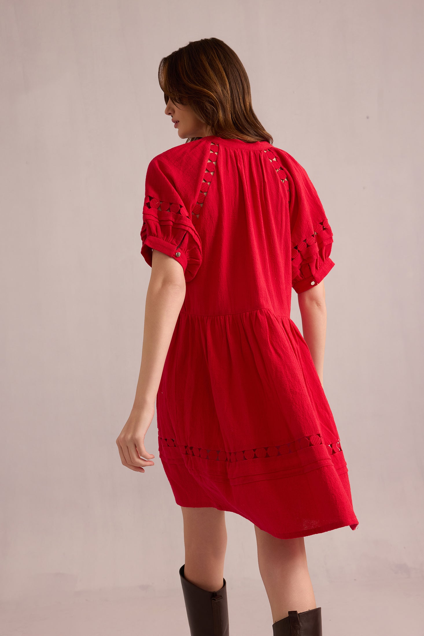 Gianna in Red Textured Dress In Red