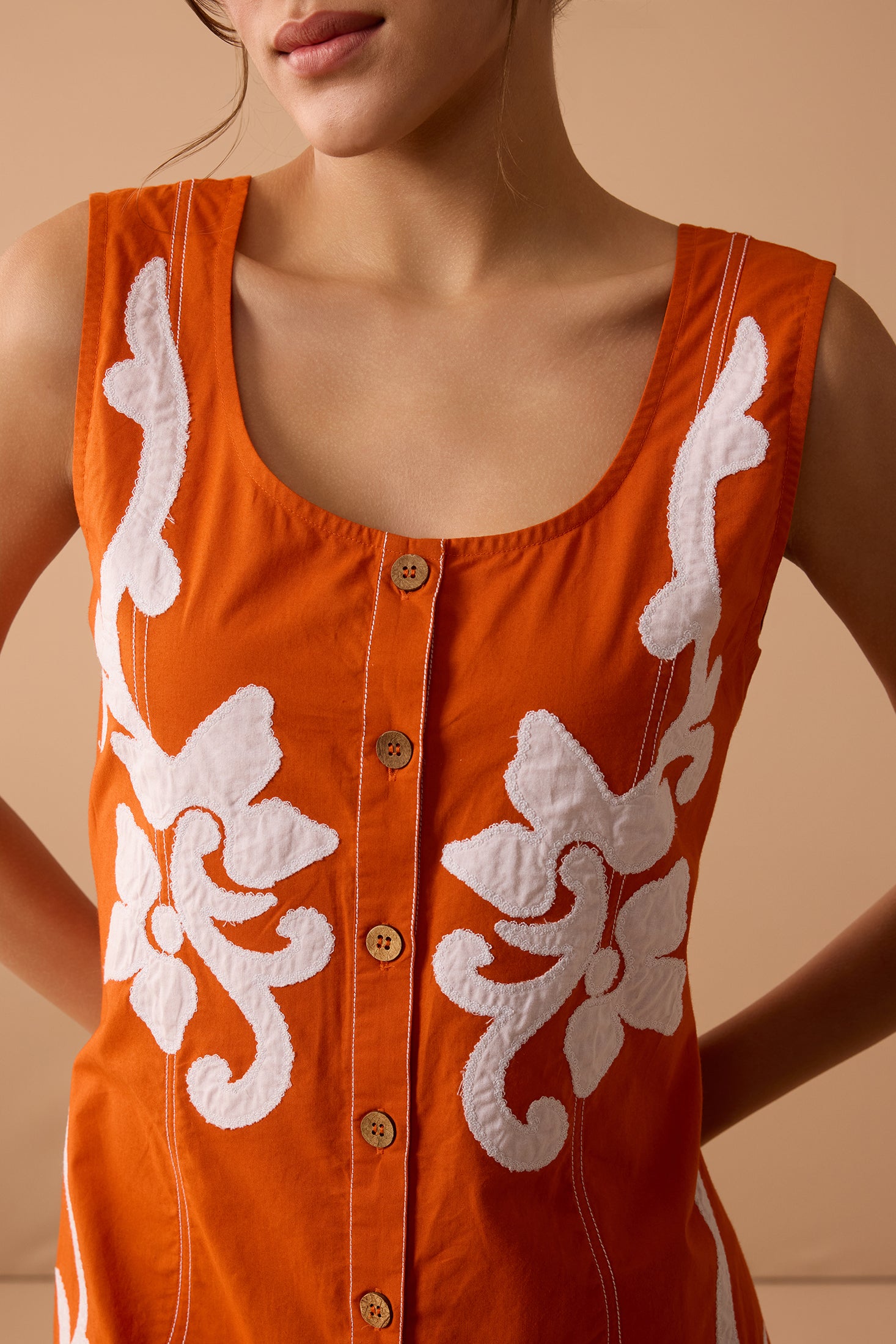 Gracie Embroidered Dress In Orange