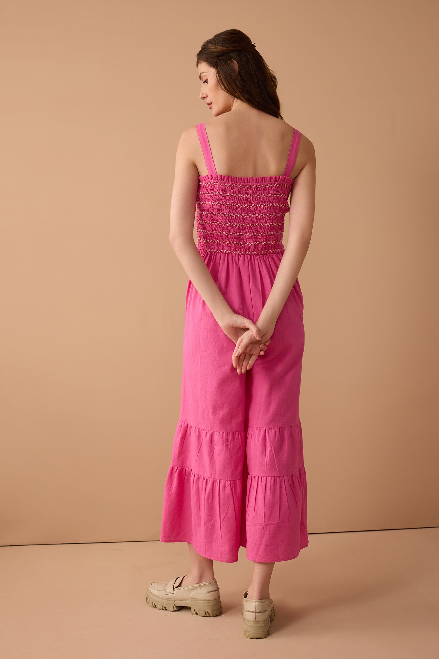 Courtney Flared Leg Jumpsuit In Pink