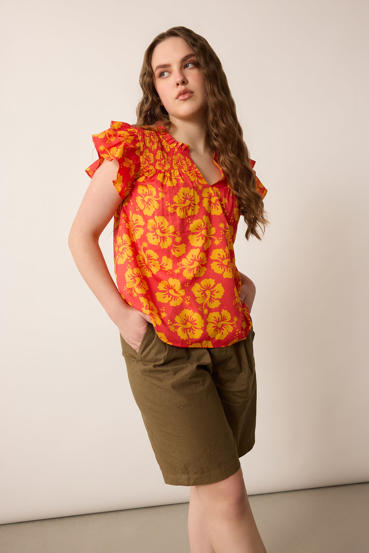 Love of	Lydia Floral Top In Orange