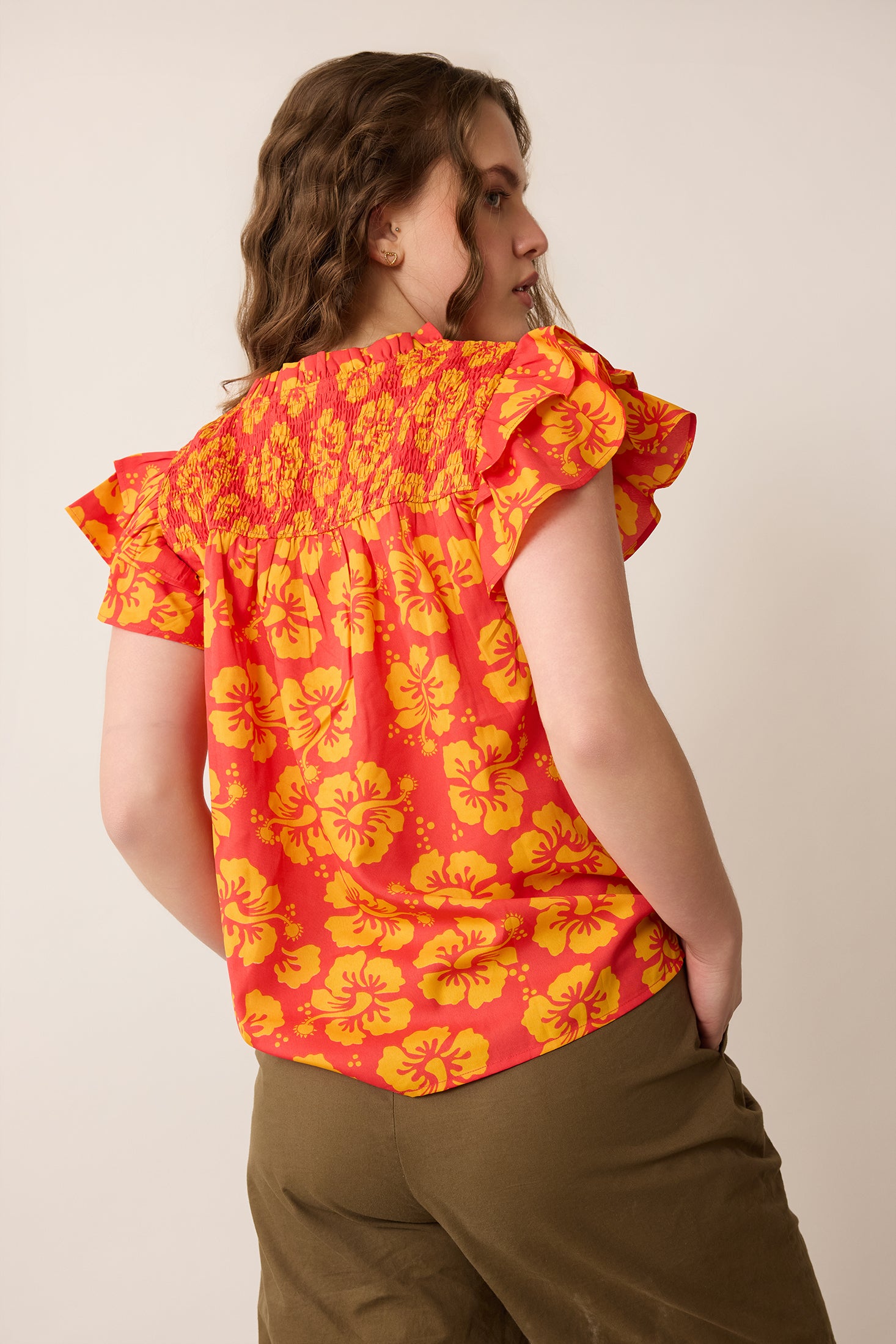 Love of	Lydia Floral Top In Orange