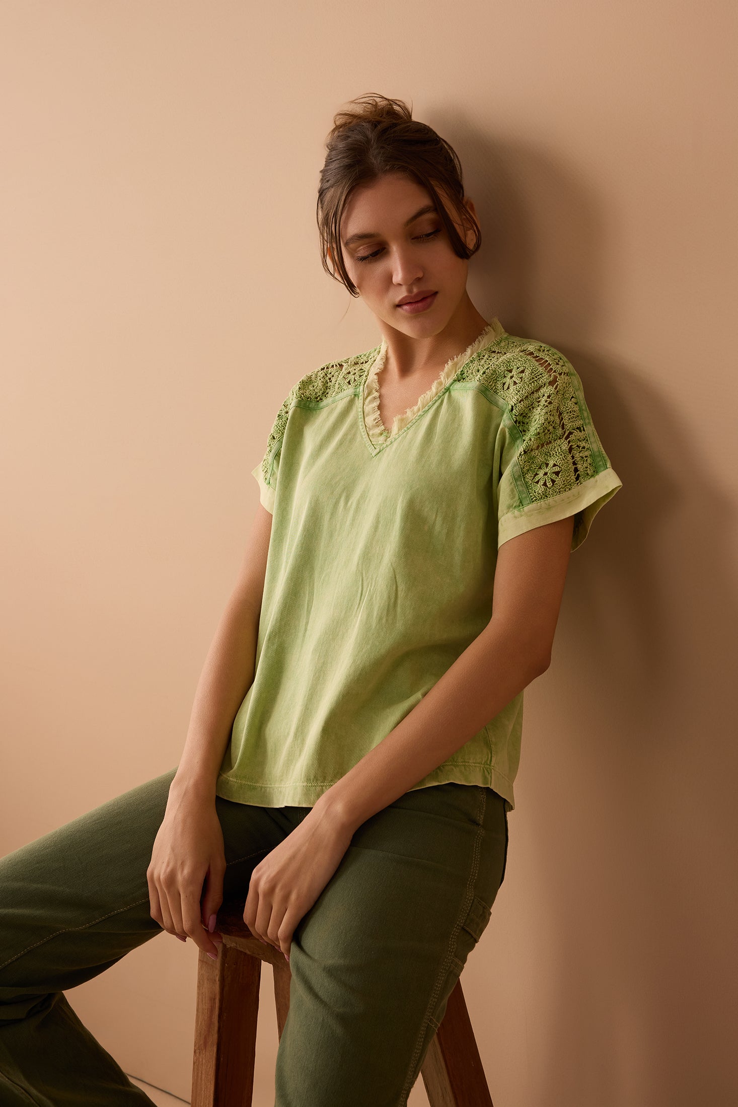 Gennianna Willow Green Top In Light Green