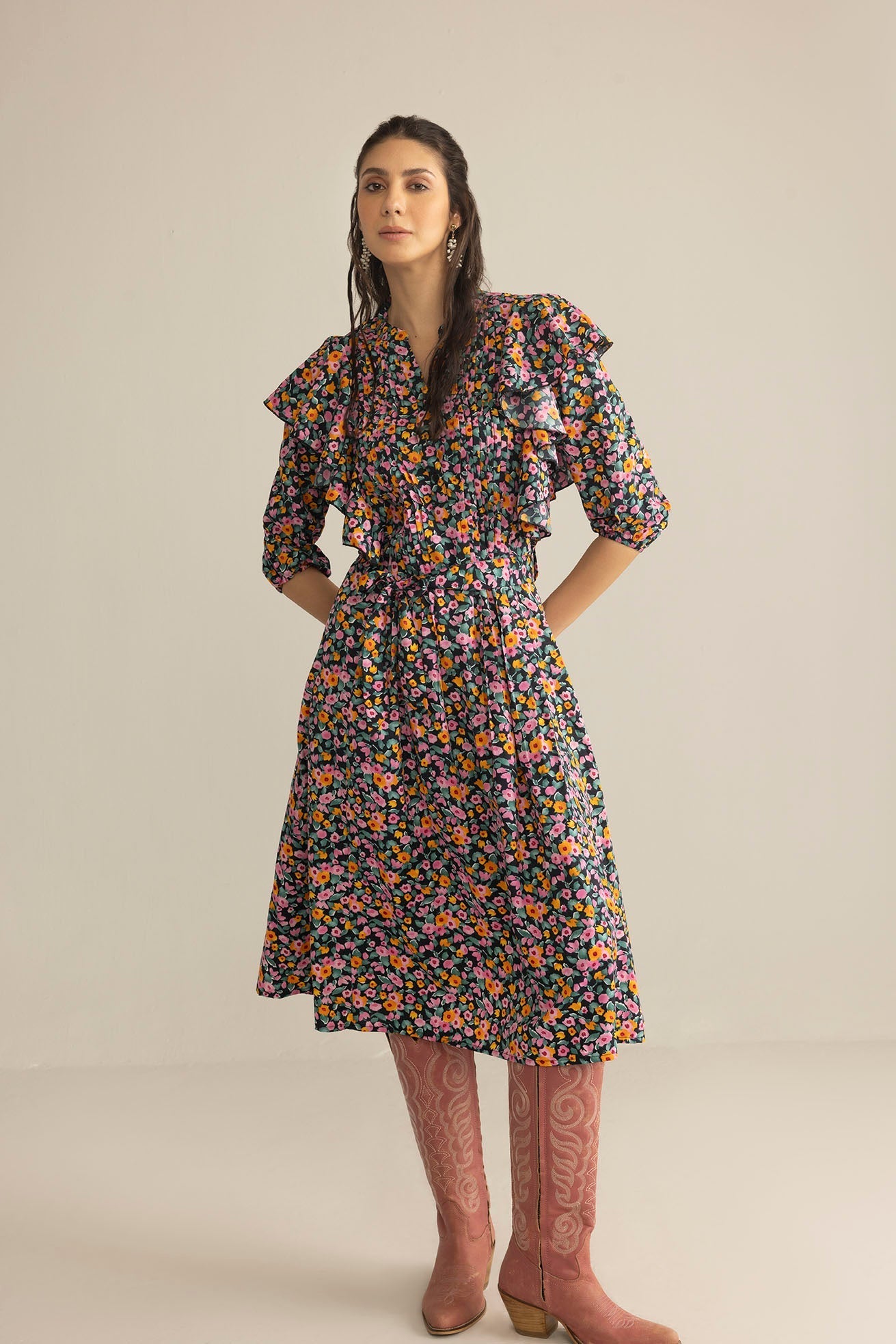 Confetti Crush Printed Dress in Wild Fuchsia