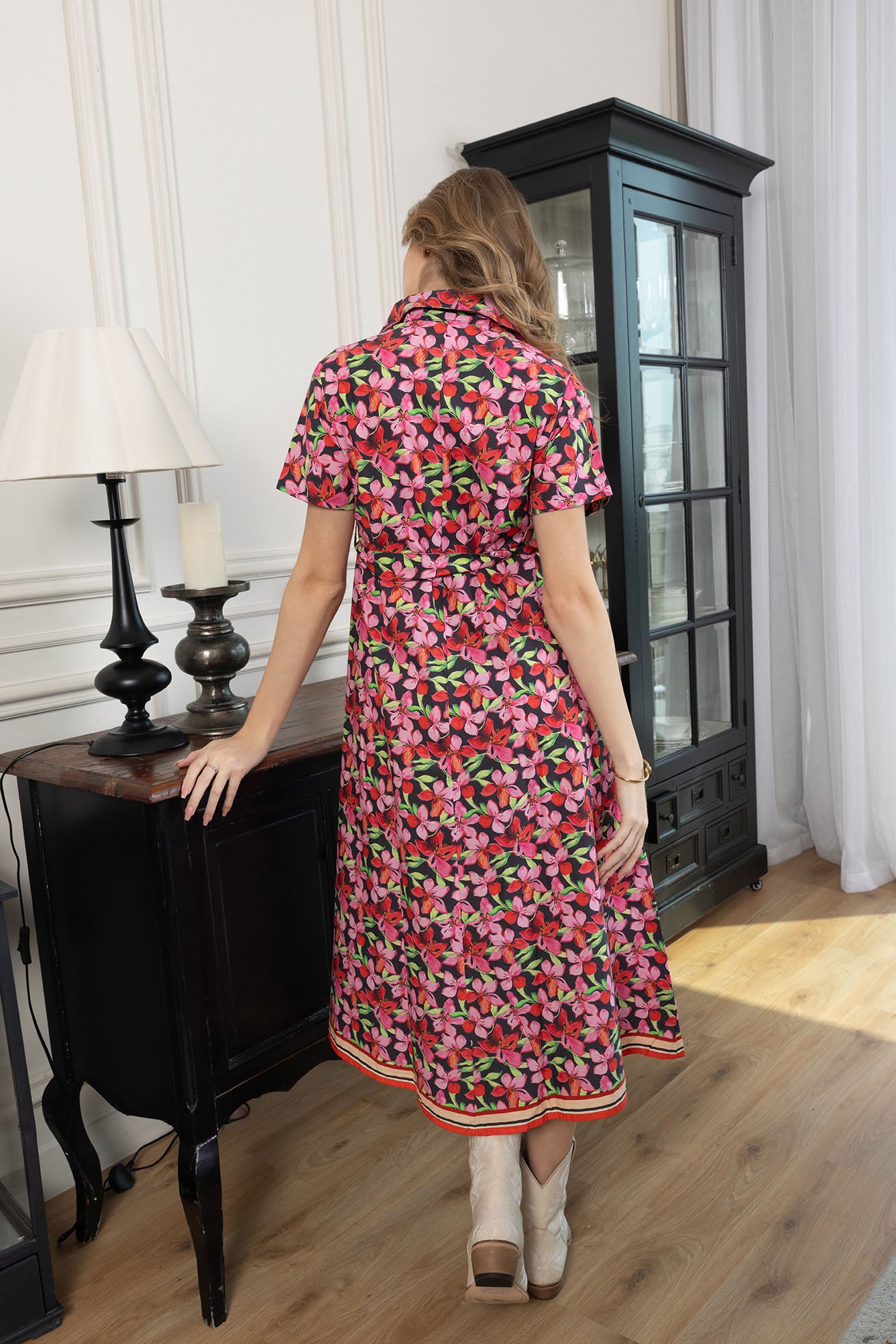 Hibiscus Rush Shirt Dress in Bloom Pink