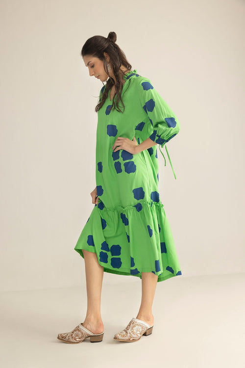 Abstract Eden Long Dress in Neon Ink