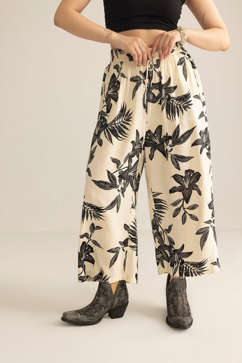 Zen Garden Women's Pants in White & Black