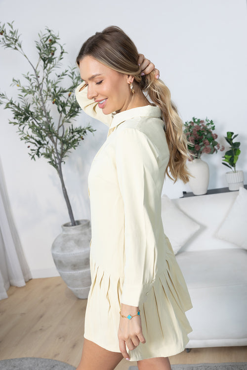 Blush Hour Pleated Mini Dress in Chino Green