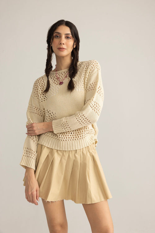 Midnight Mesa Knitted Sweater in Brown