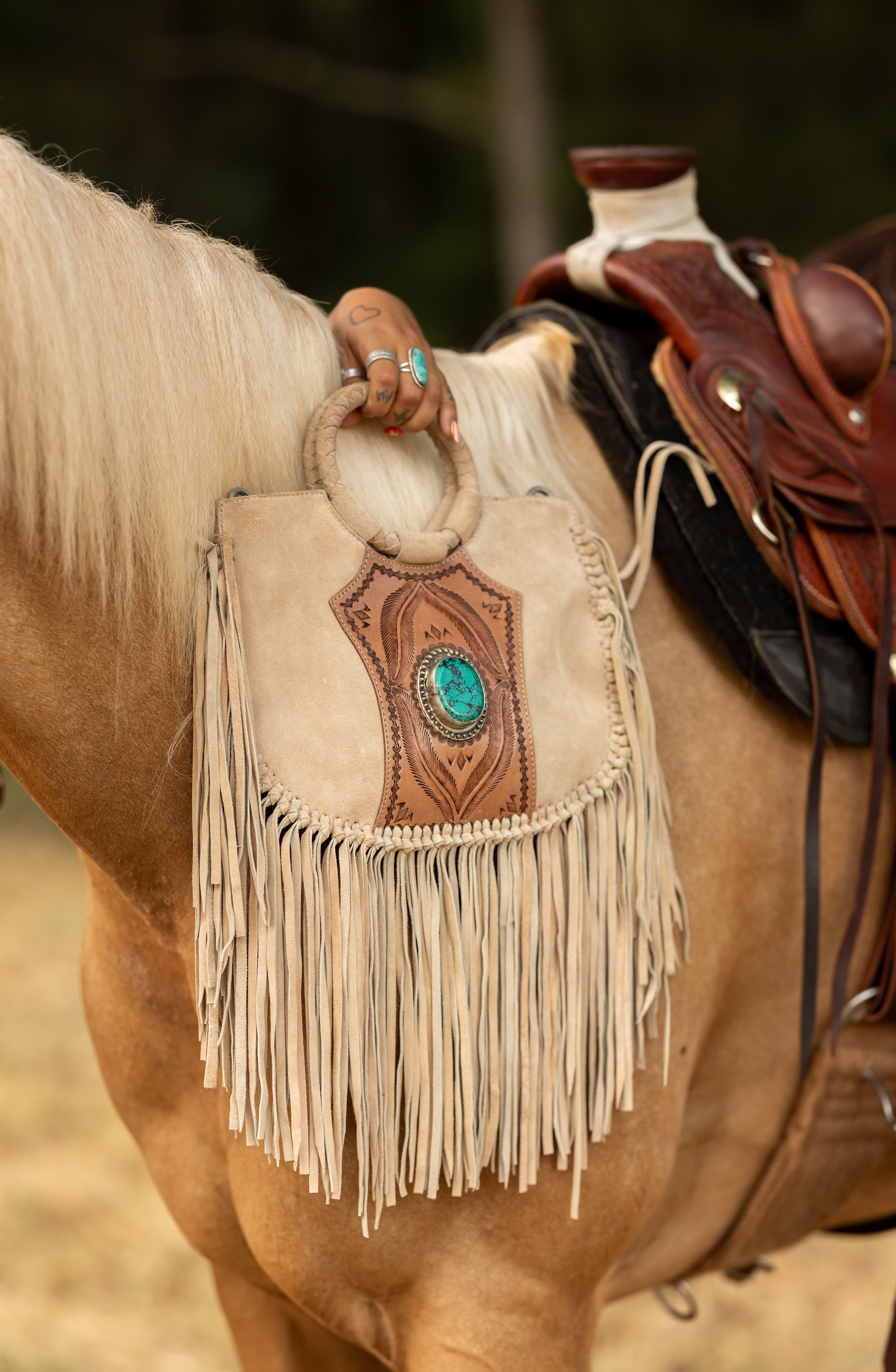 Loyal West Sedona Tassle Bag In Suede Leather