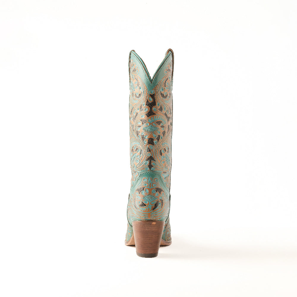 Kasiopeah Hand-tooled Boots in Turquoise