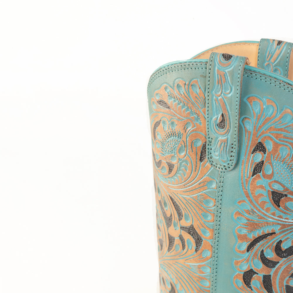 Kasiopeah Hand-tooled Boots in Turquoise